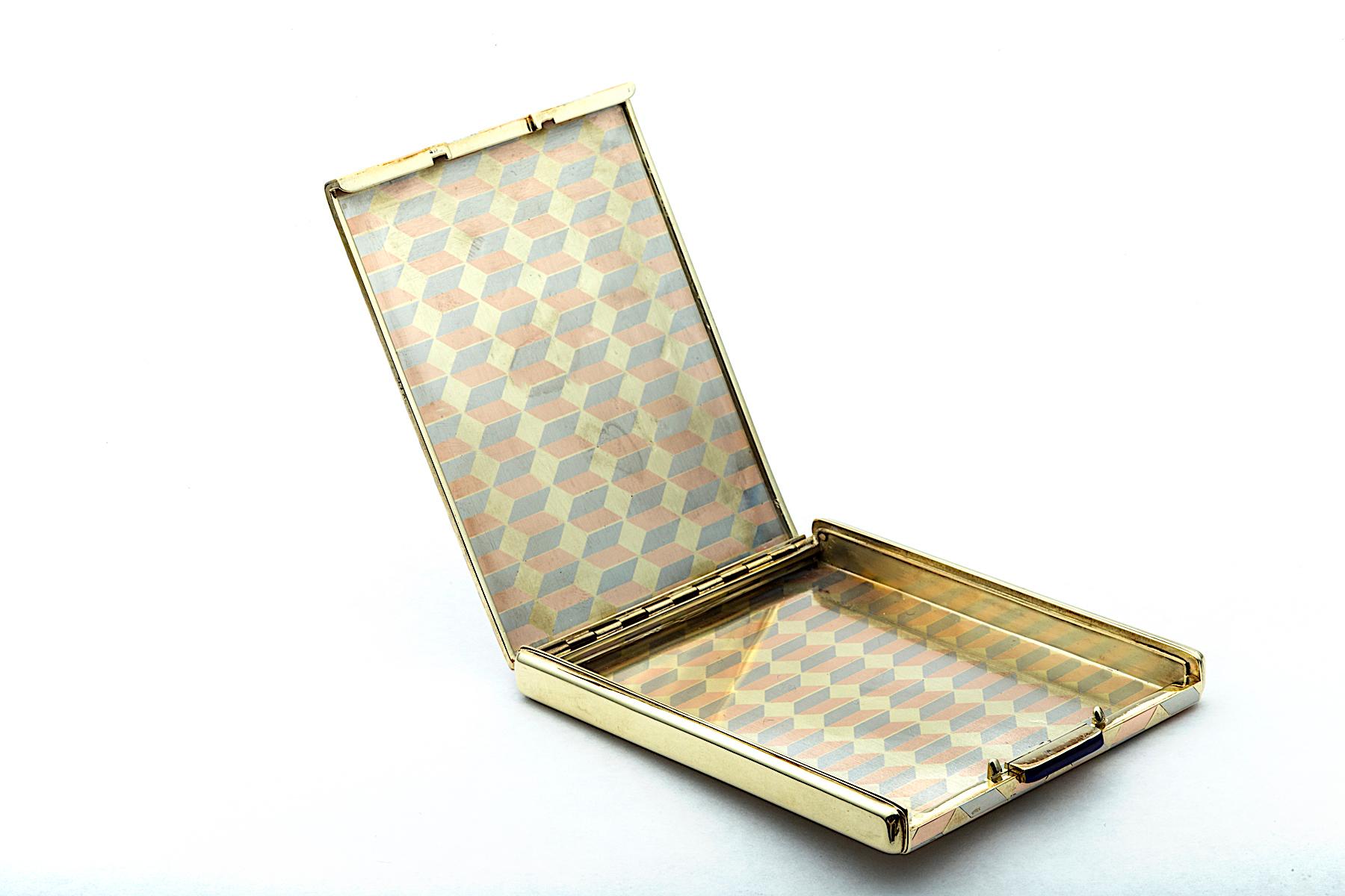 Modern Tri-Colored Gold Mid-Century Compact