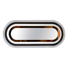 Tri Colored Lucite Memphis Style Racetrack Mirror, ca. 1975