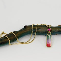 Tri Colored Tourmaline Pendant Grape Rose Cut Garnet Sapphire 22k 18k Gold