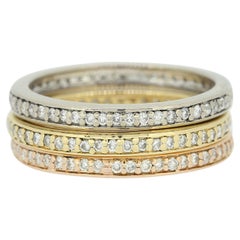 Tri Colour Diamond Stacking Rings