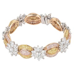 Tri-Colour Gold Fancy Yellow, Natural Pink & White Diamond Bracelet