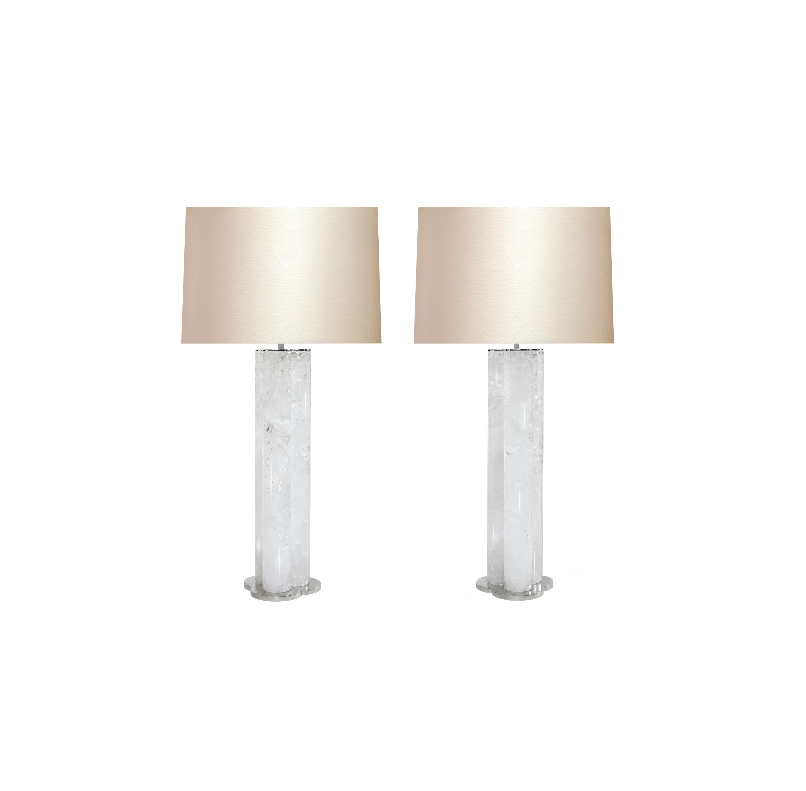 Contemporary Tri-Column Rock Crystal Quartz Lamps by Phoenix For Sale