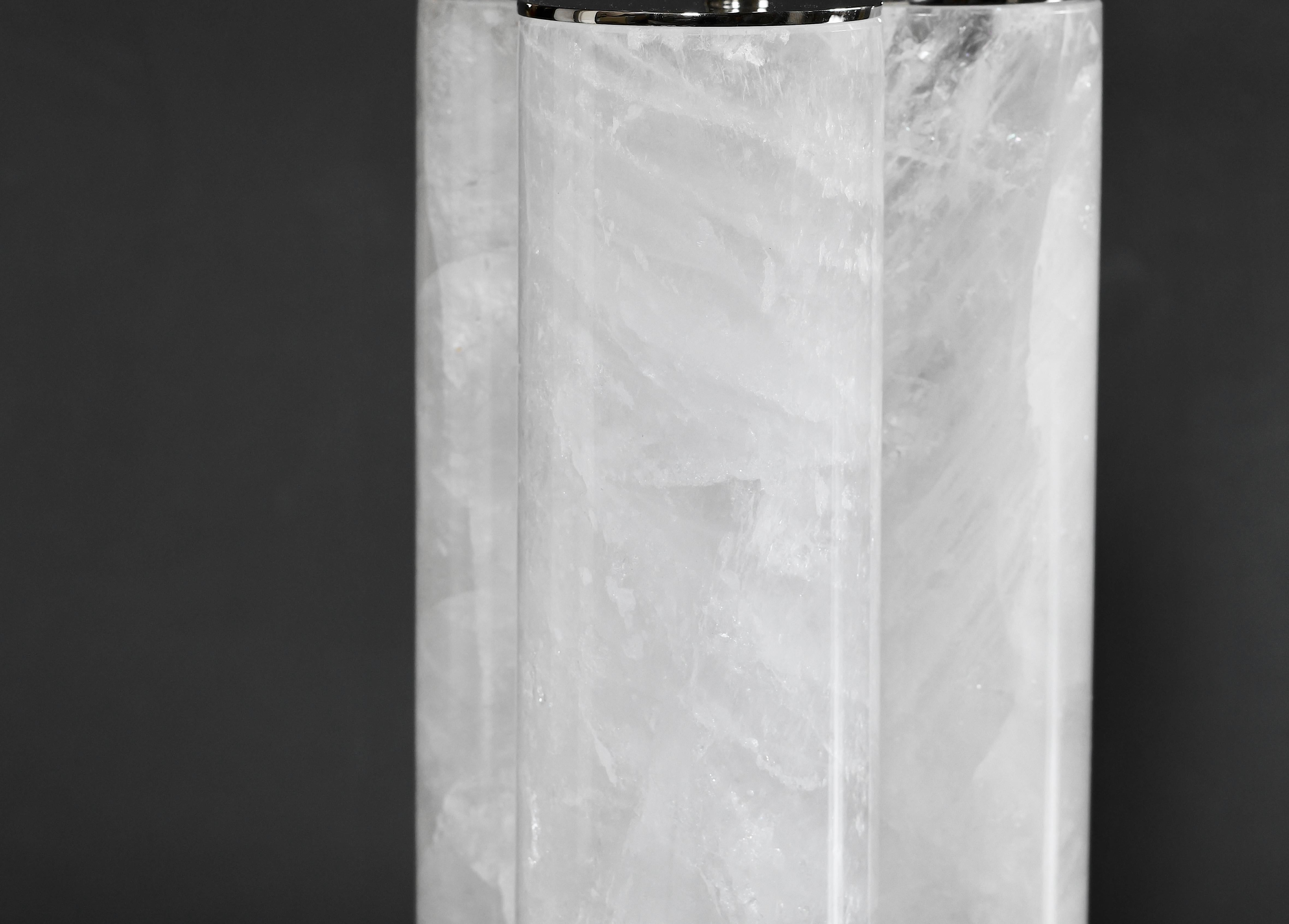 Contemporary Tri-Column Rock Crystal Quartz Lamps by Phoenix For Sale