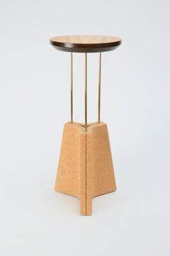 'Tri-Cork' End Table in Cork, Lacewood and Brass by Laurent Peacock