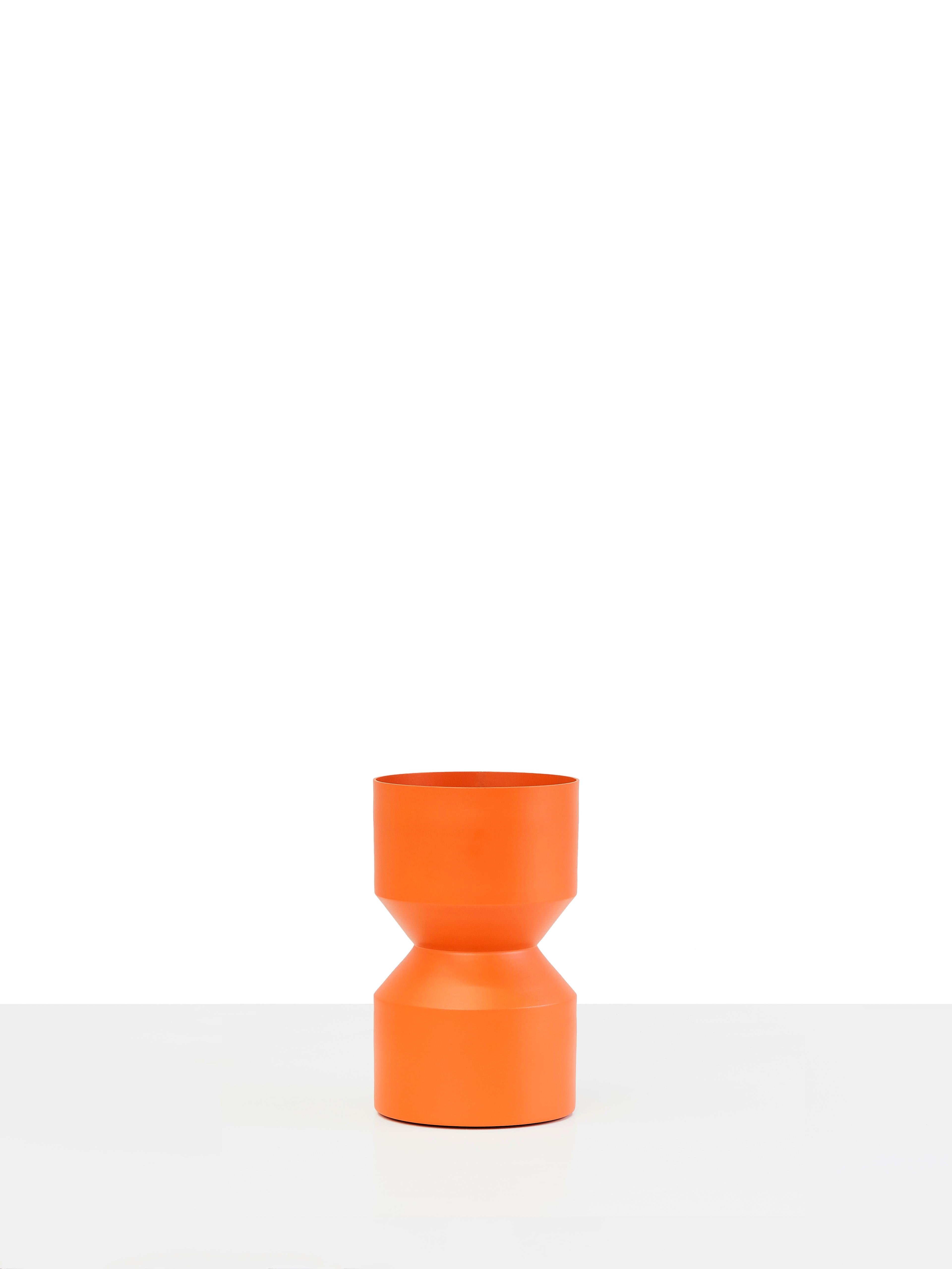Indian Tri-Cut Aluminium Vase in Orange For Sale