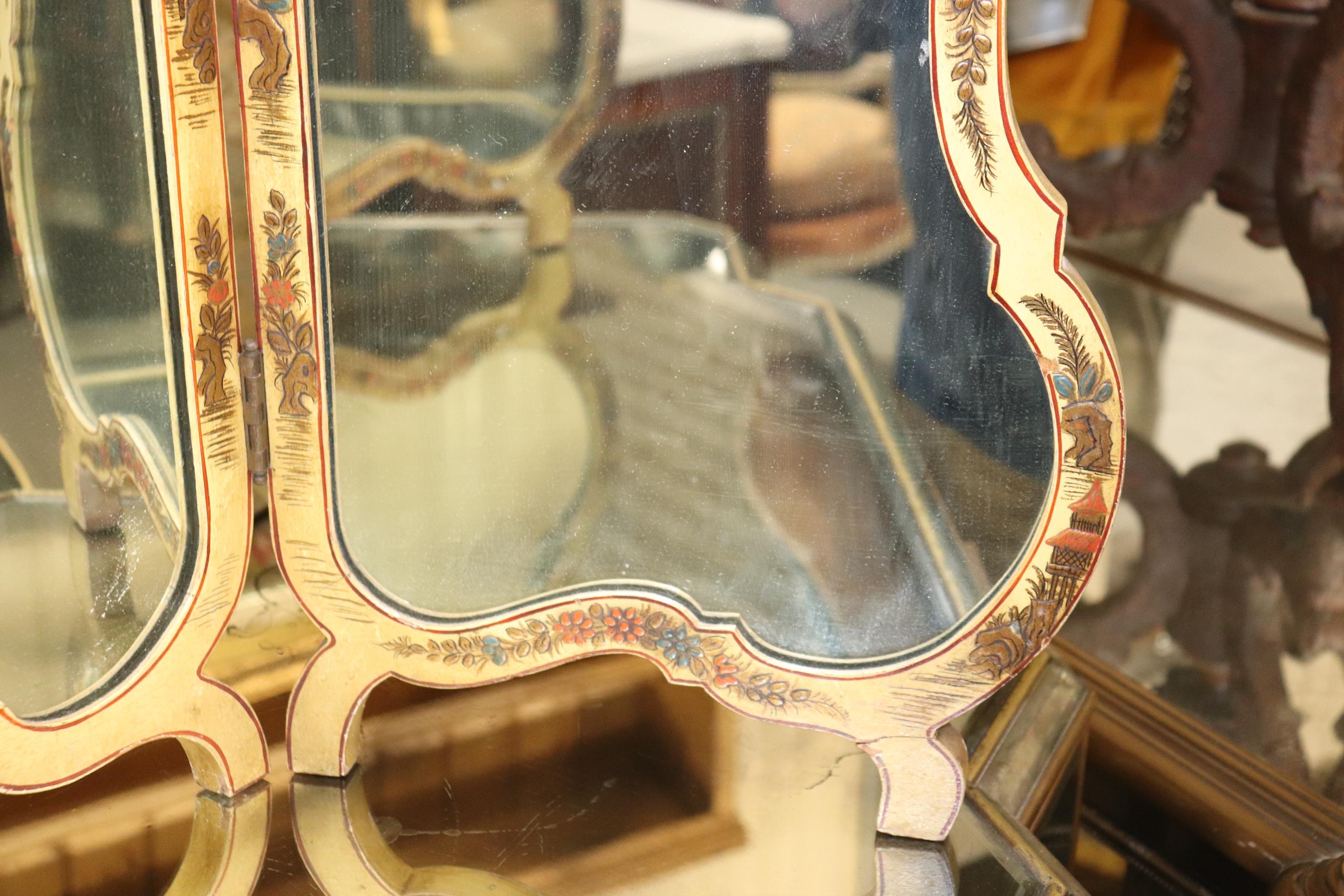 trifold gold mirror