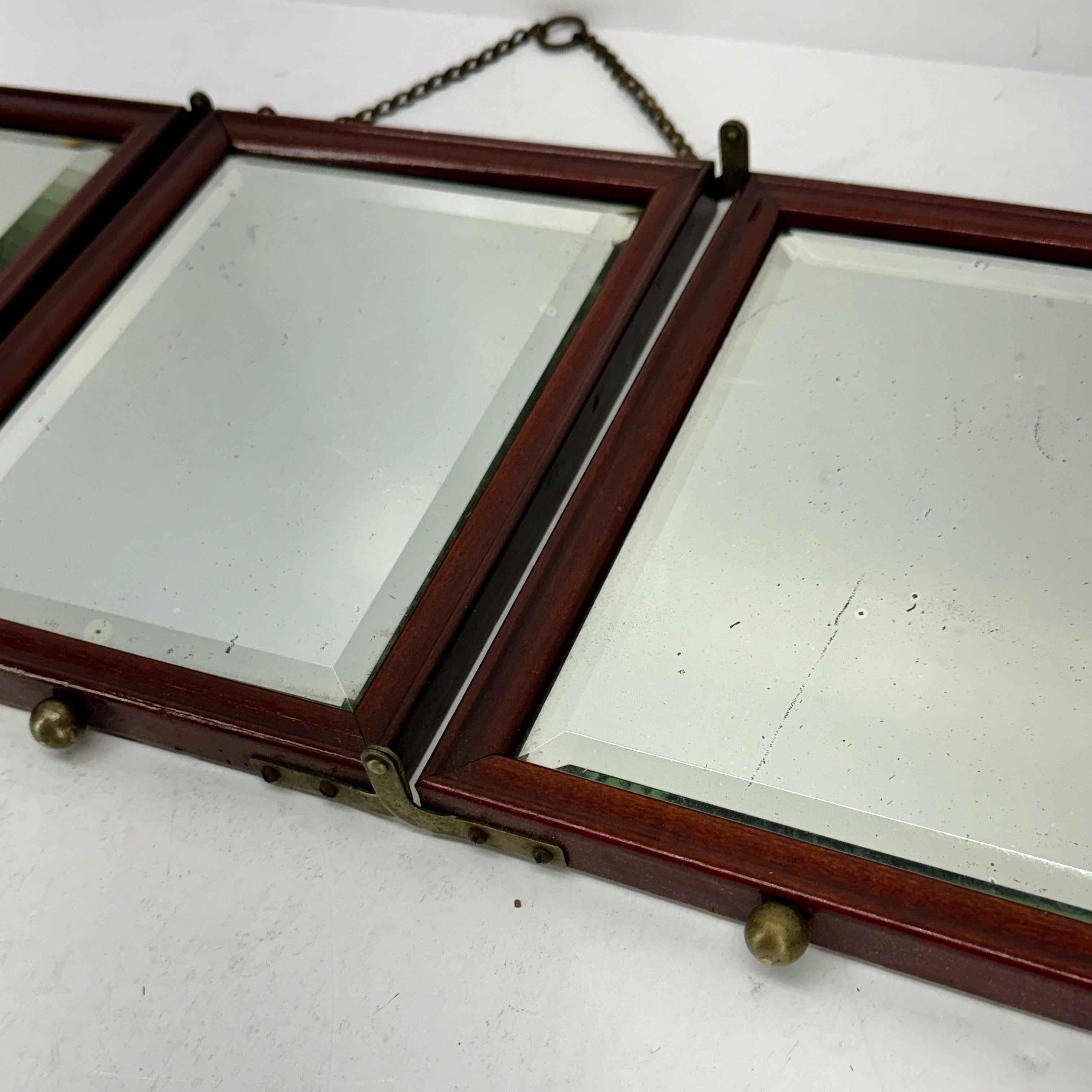 Tri-Fold Travel Vanity Or Dresser Mirror With Beveled Glass For Sale 4