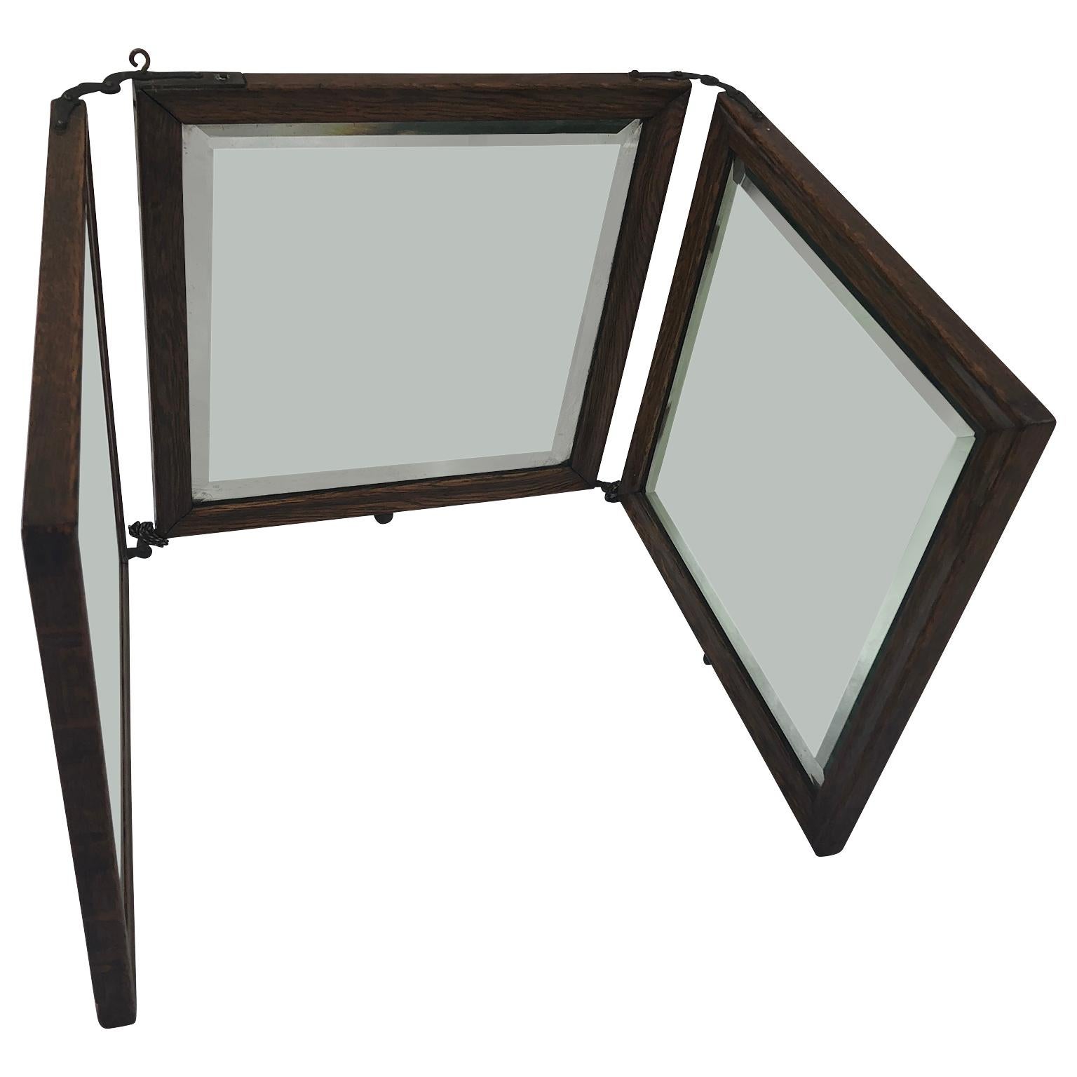 Regency Tri-Fold Travel Vanity or Dresser Mirror with Beveled Glass For Sale