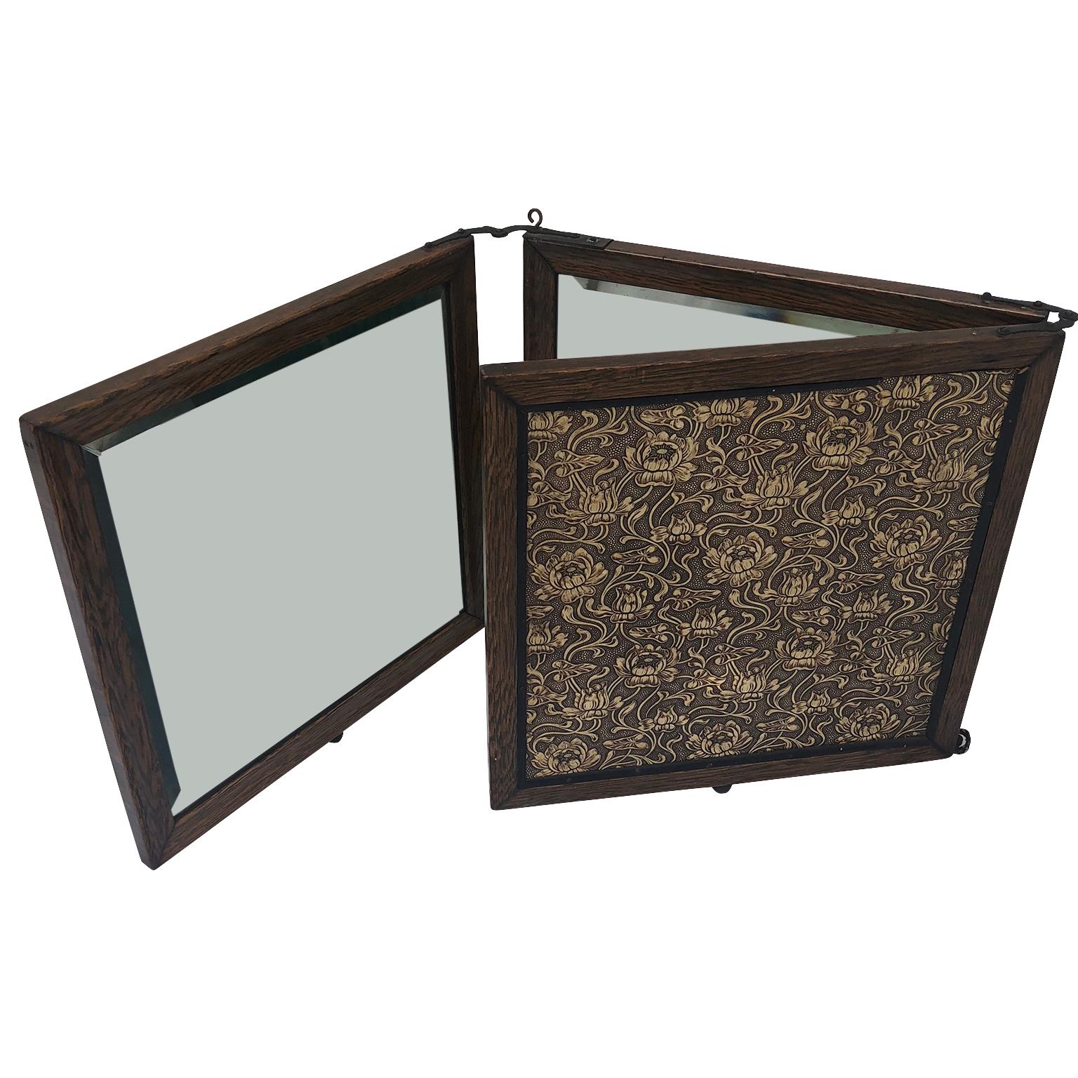 Tri-Fold travel vanity or dresser mirror with beveled glass.