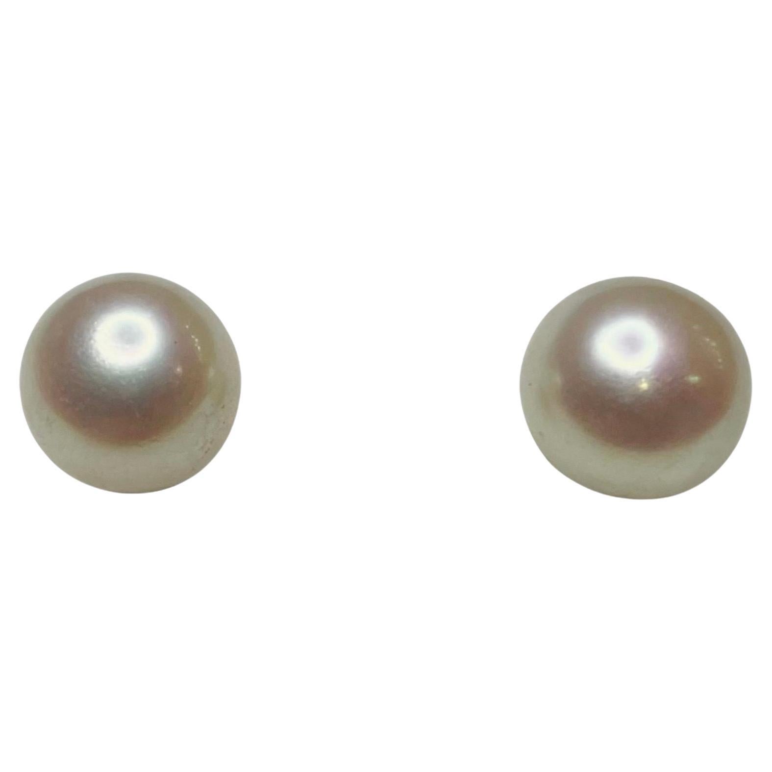 Tri Gem 18K White Gold Cultured White South Sea Pearl Earrings