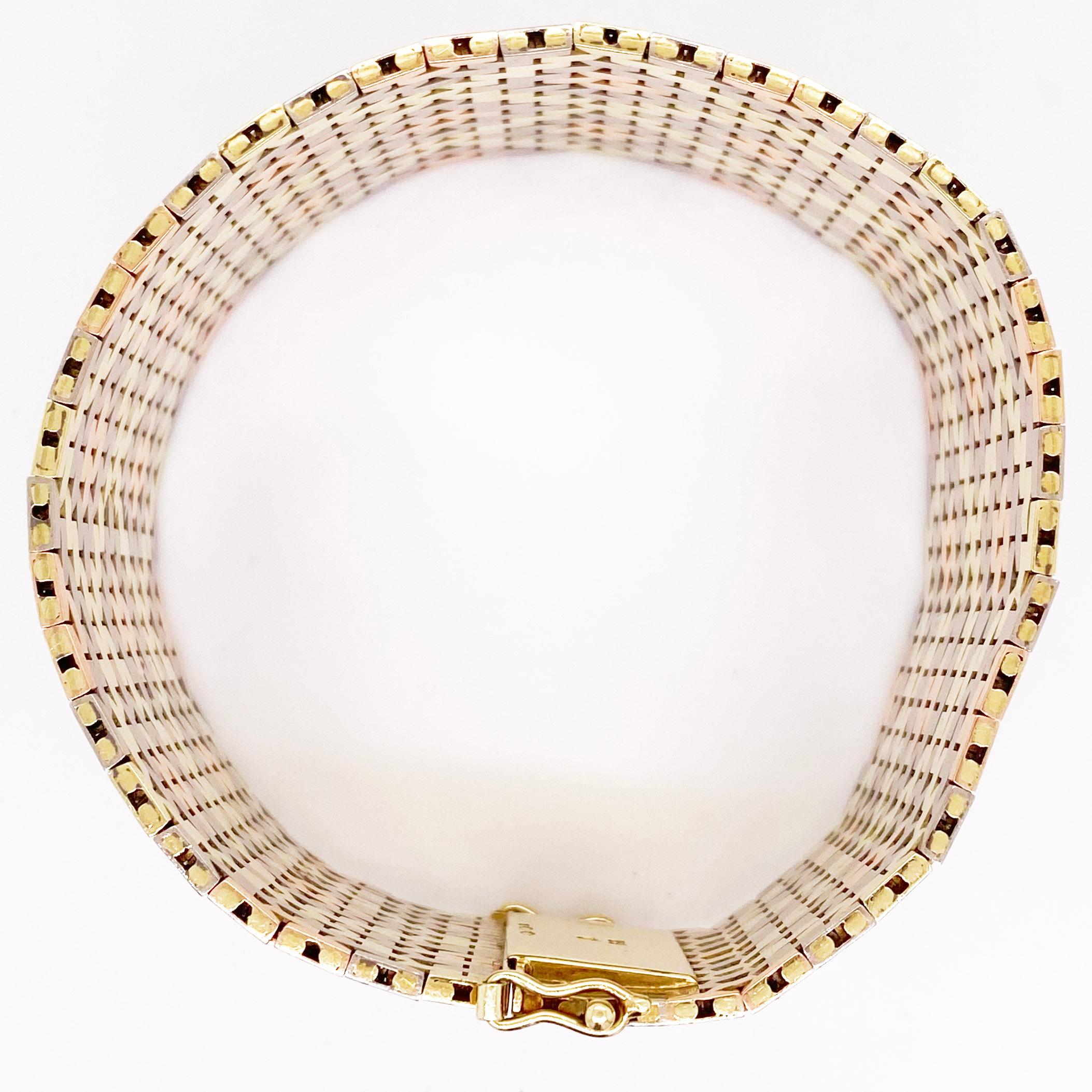 Tri-Gold Manschette aus verschiedenen Metallen, maßgeschneidertes Armband aus 14 Karat Gelb-, Roségold 1
