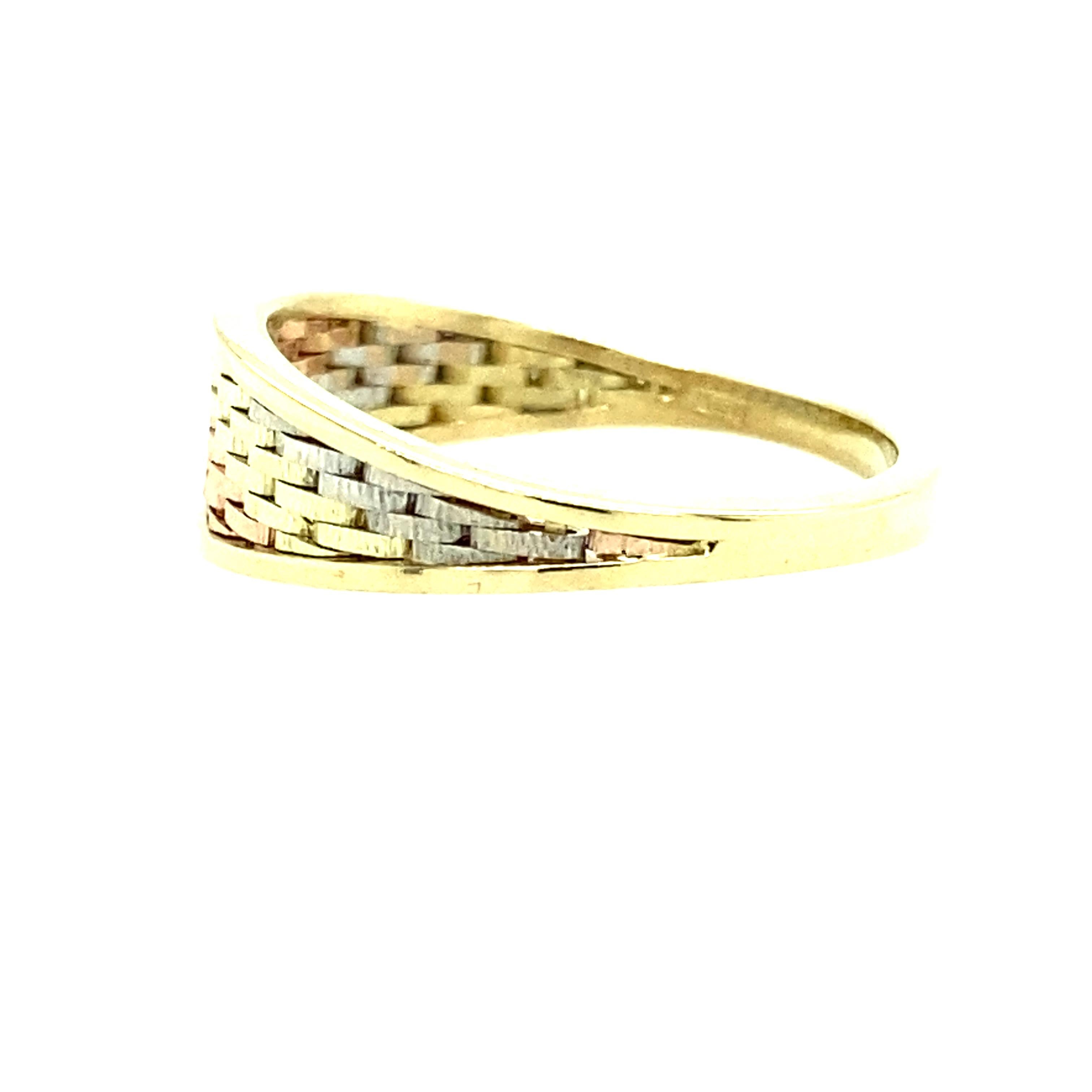 Tri-Gold Mesh Ring (Zeitgenössisch)