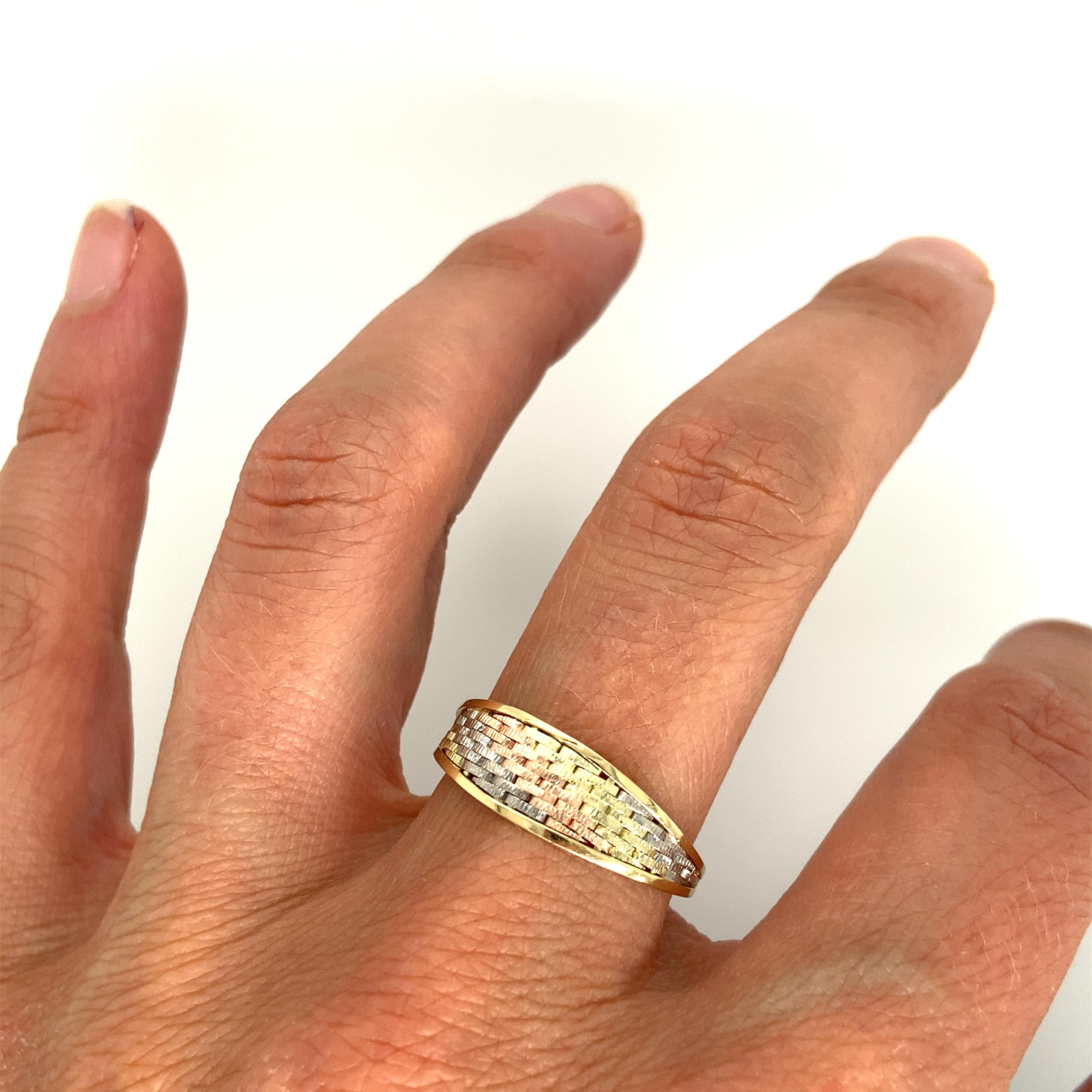 Tri-Gold Mesh Ring für Damen oder Herren