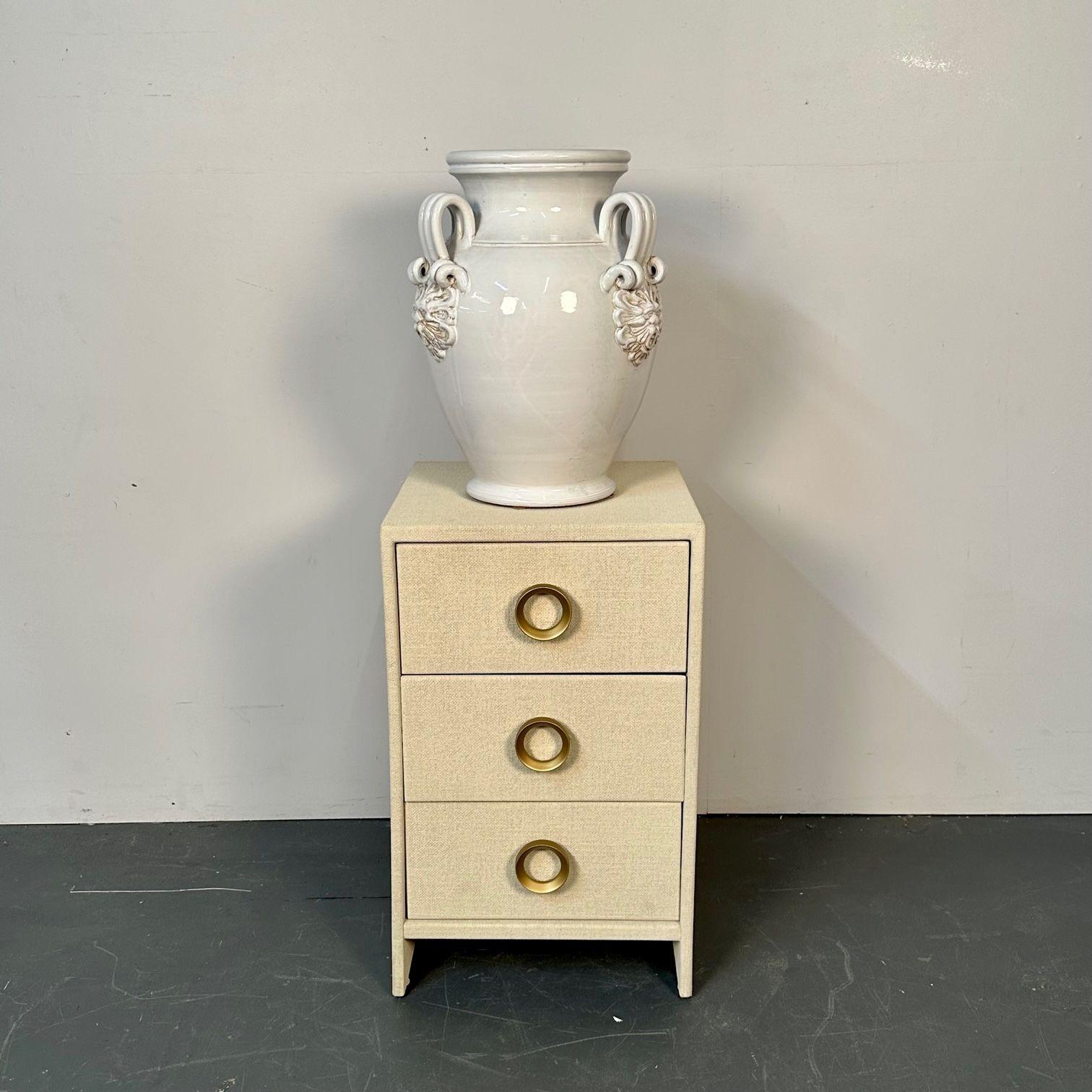 American Tri-Handle Large White Ceramic Jug / Vase / Pottery For Sale