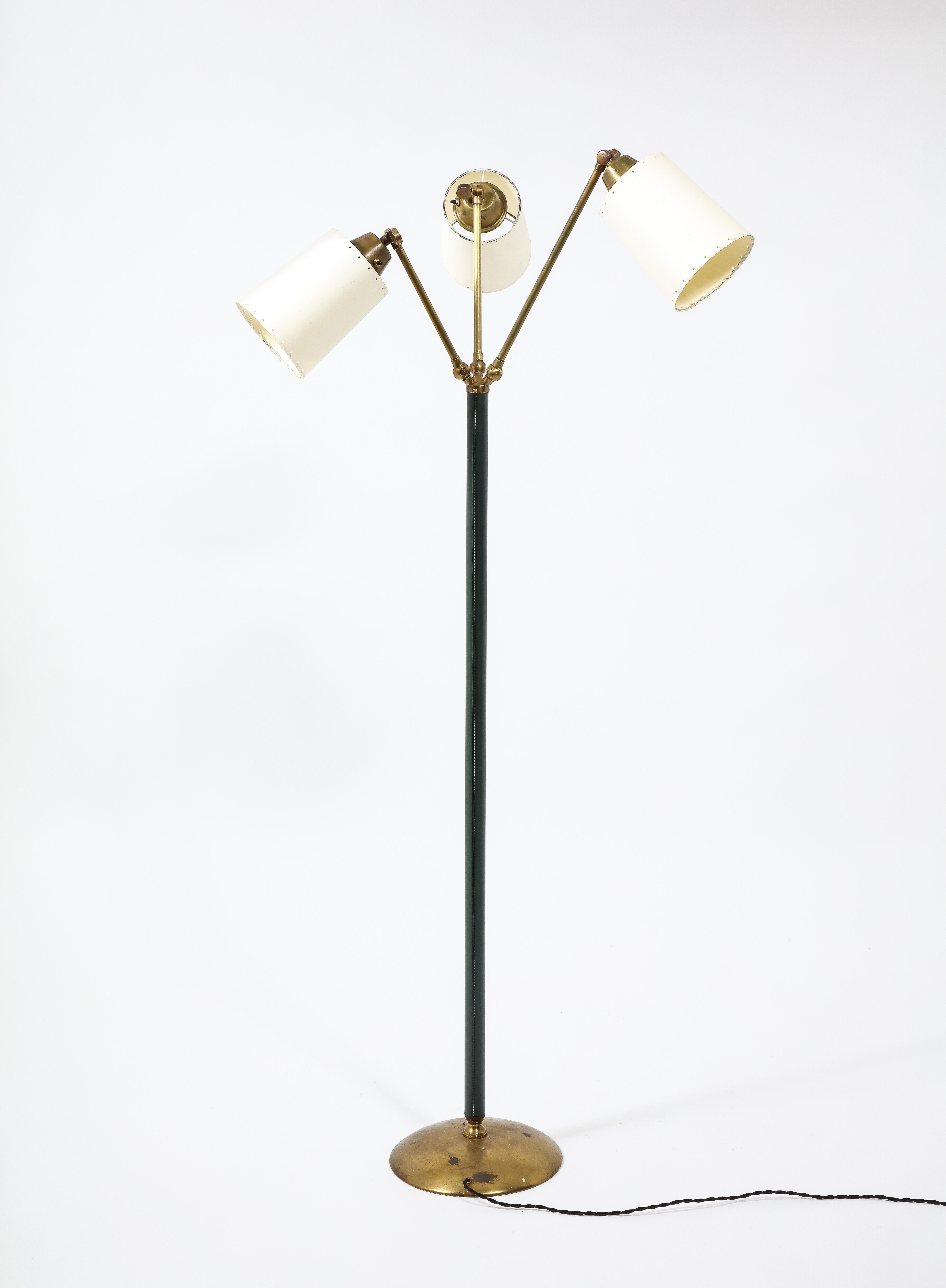 Tri Headed Floor Lamp by Jacques Adnet, France 1950's 4