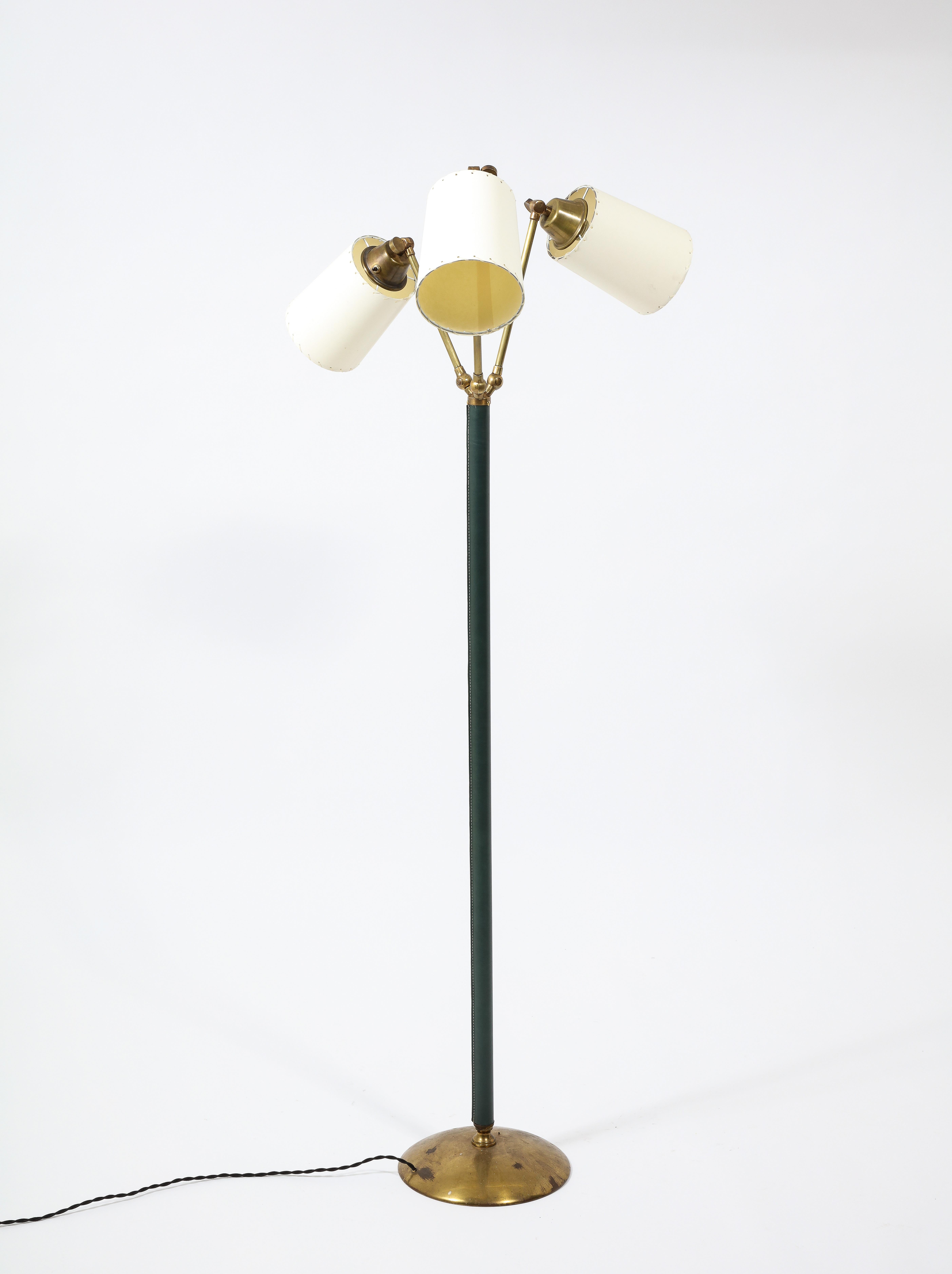 Tri Headed Floor Lamp by Jacques Adnet, France 1950's 6