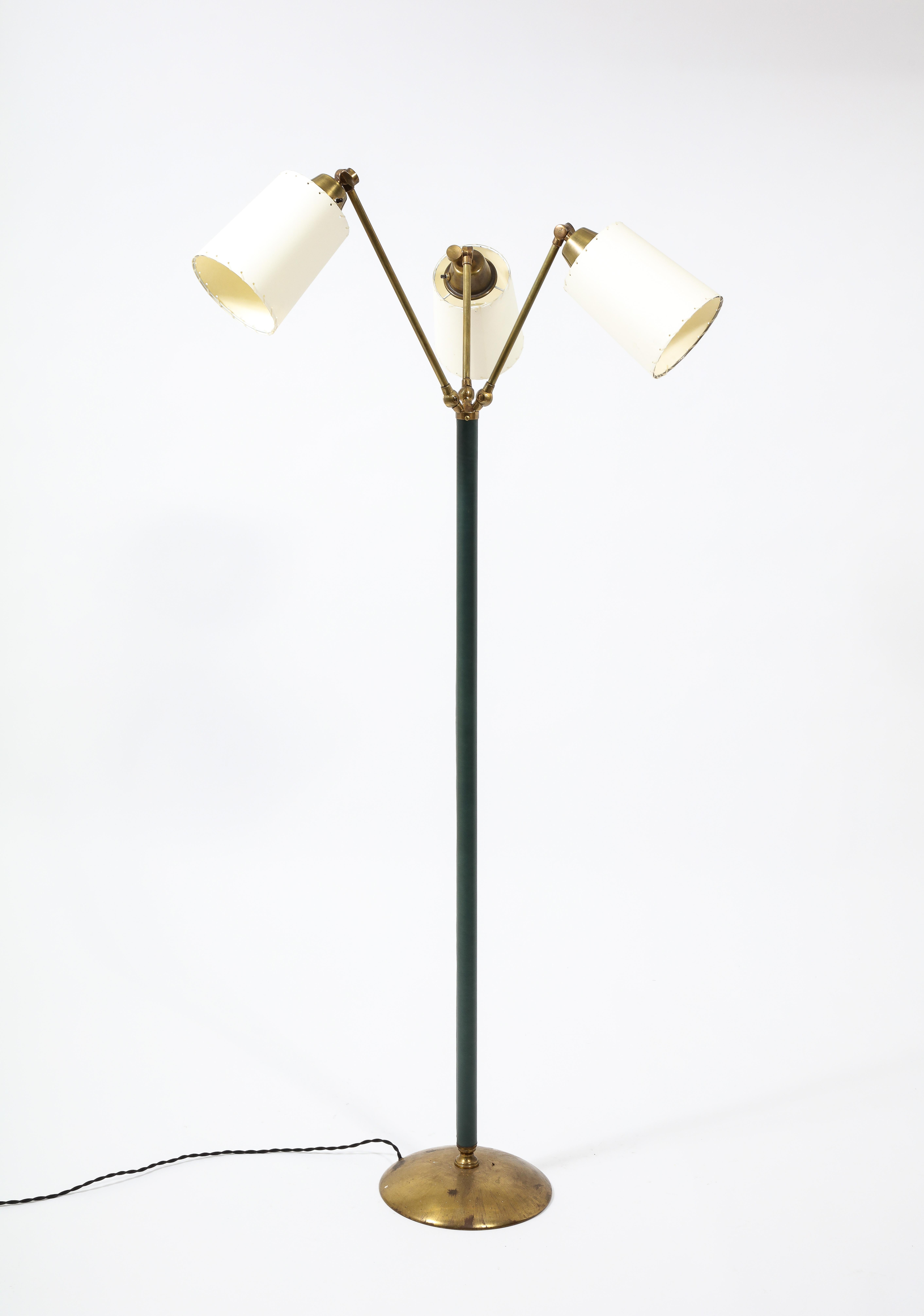 Tri Headed Floor Lamp by Jacques Adnet, France 1950's 8