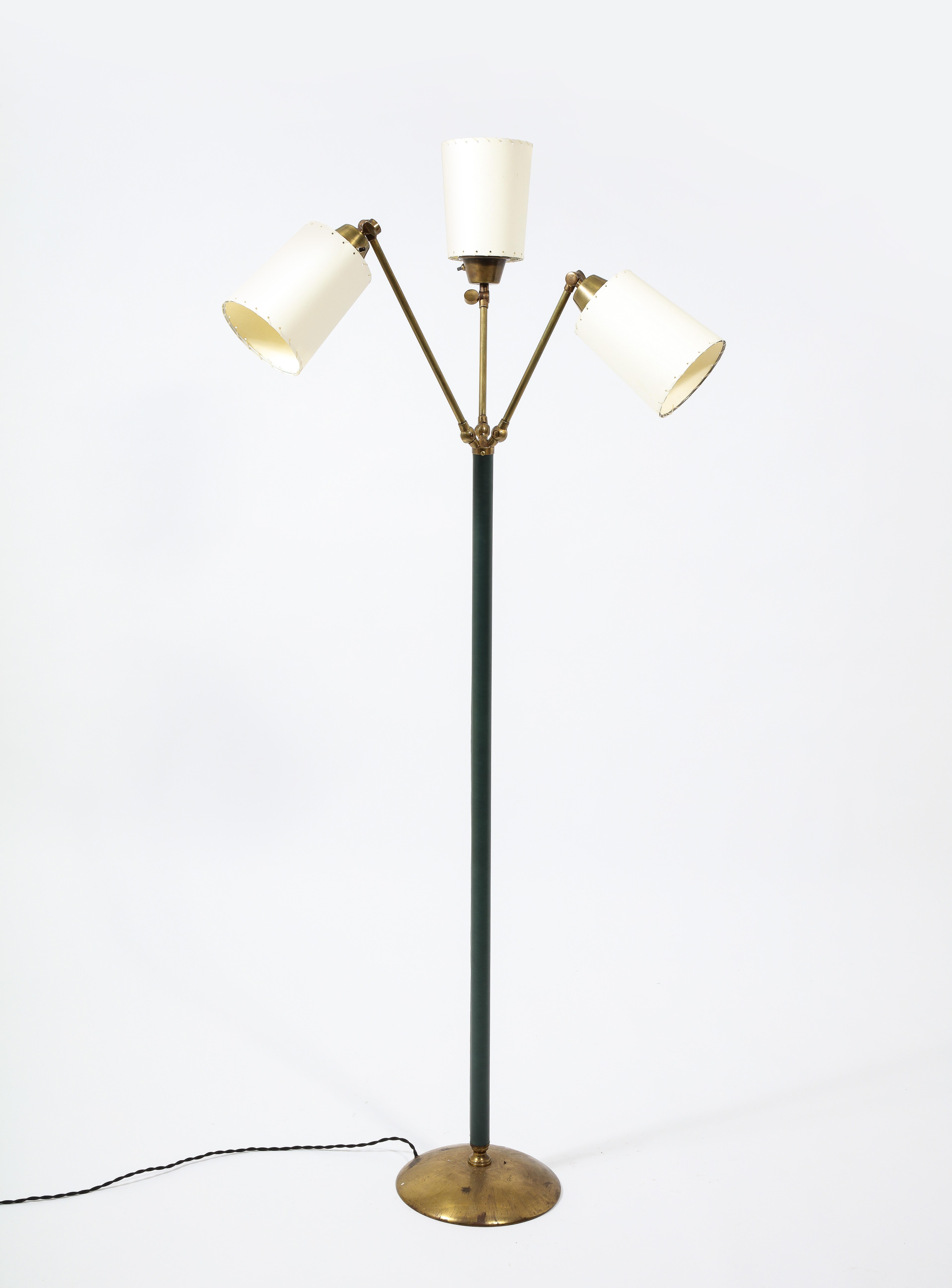 Tri Headed Floor Lamp by Jacques Adnet, France 1950's 9