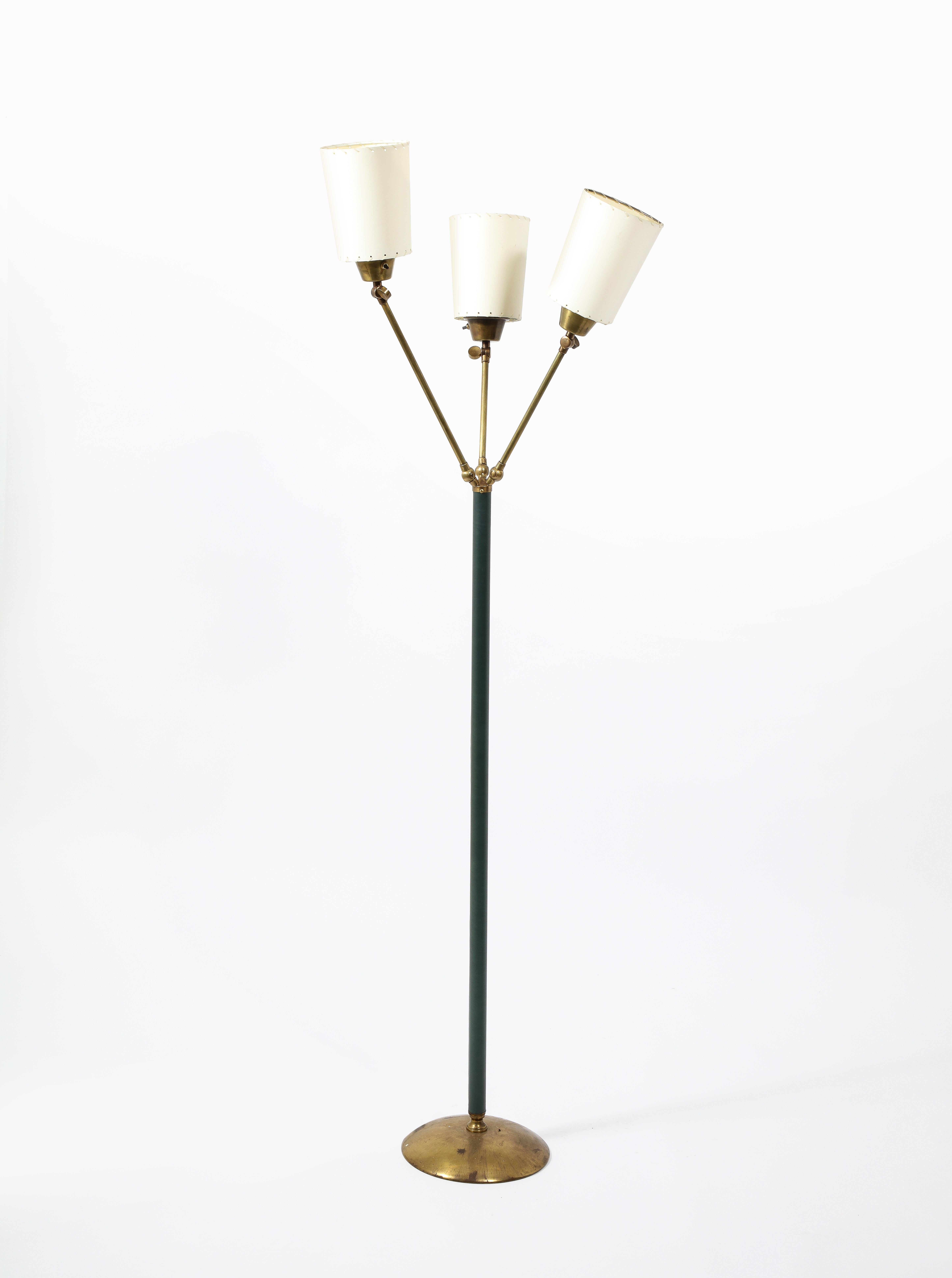 Tri Headed Floor Lamp by Jacques Adnet, France 1950's 10