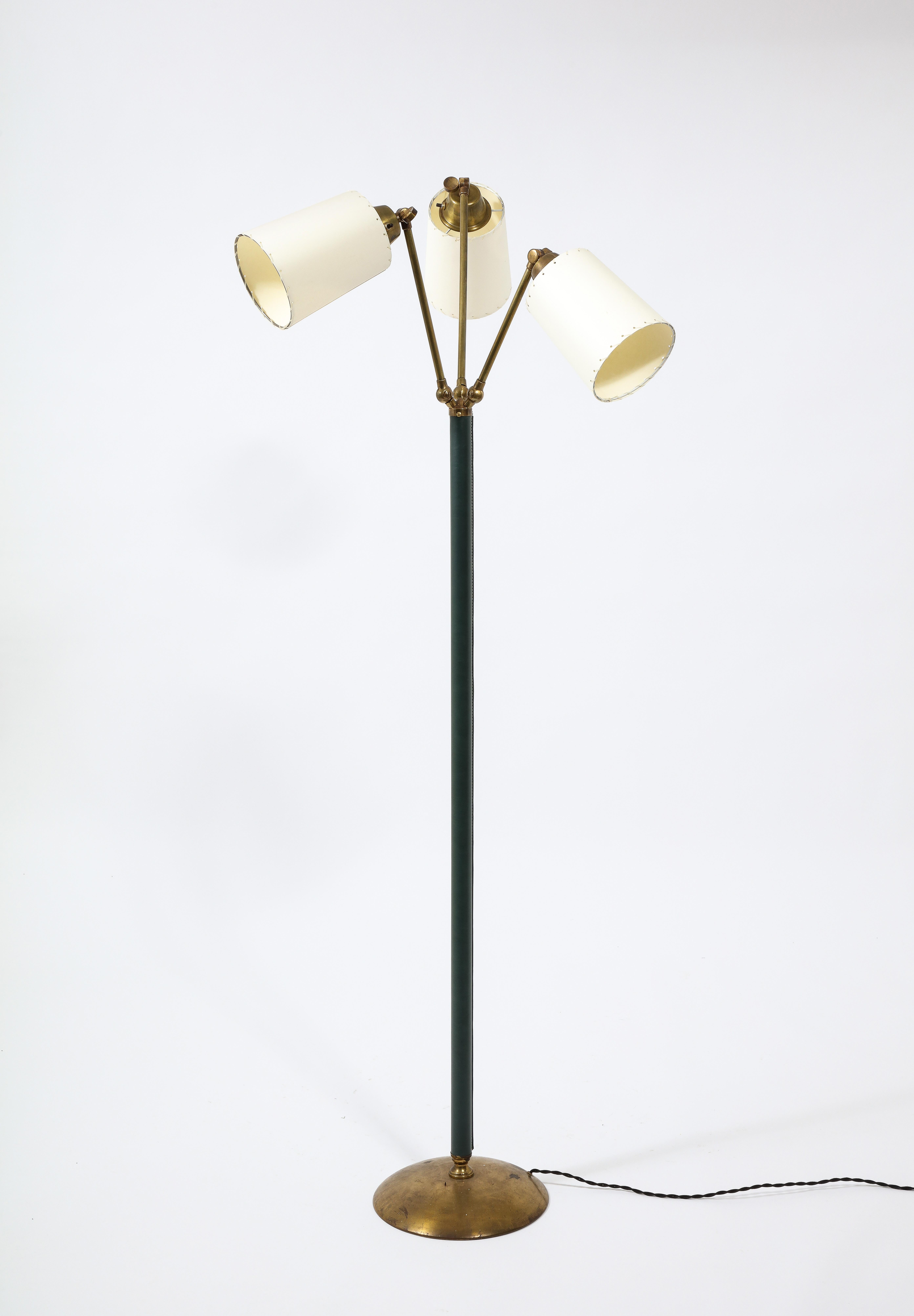 20th Century Tri Headed Floor Lamp by Jacques Adnet, France 1950's