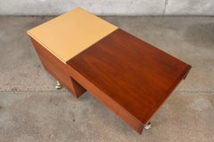 Tri-Leg Brass and Walnut Rolling Bar Cart