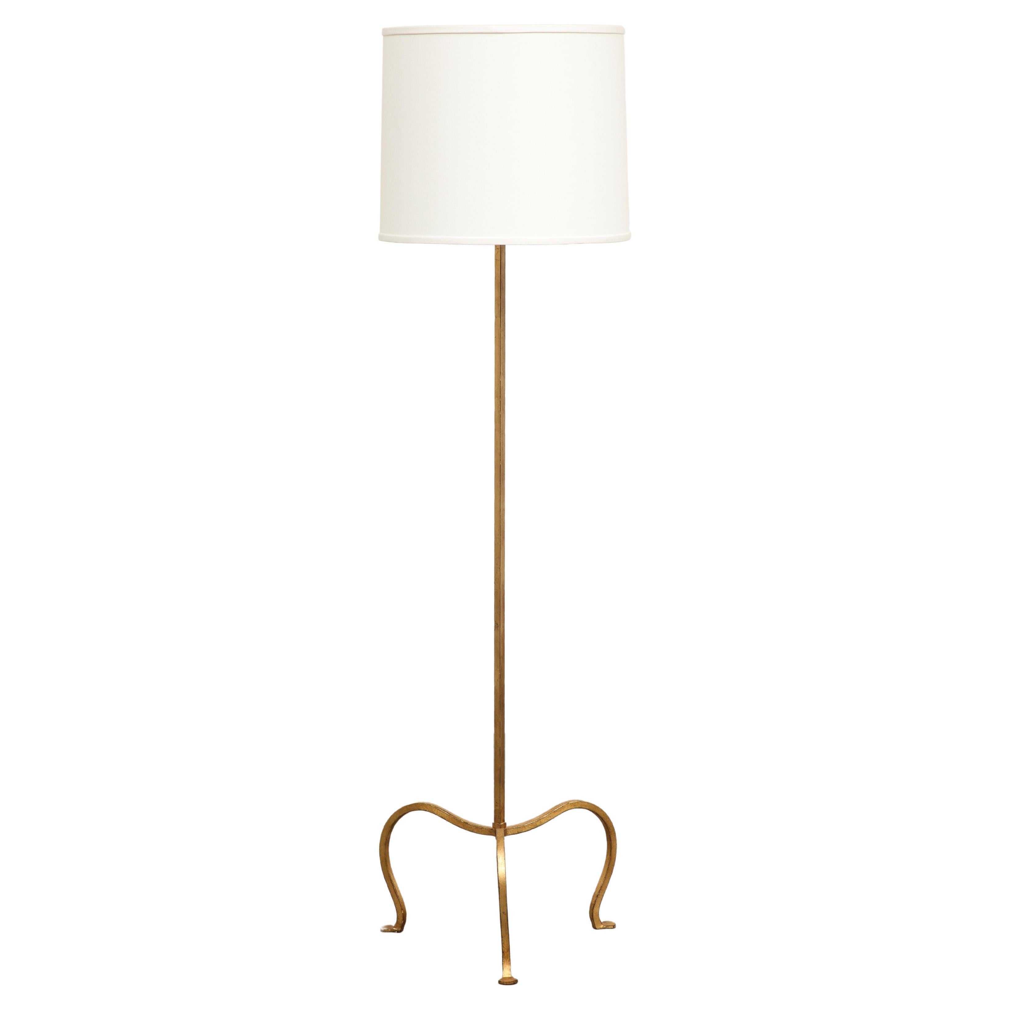 Tri-Leg Floor Lamp in Gilded Iron For Sale