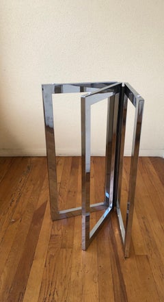 Tri-Legged Folding Chrome Table Base in the Style of Milo Baughman