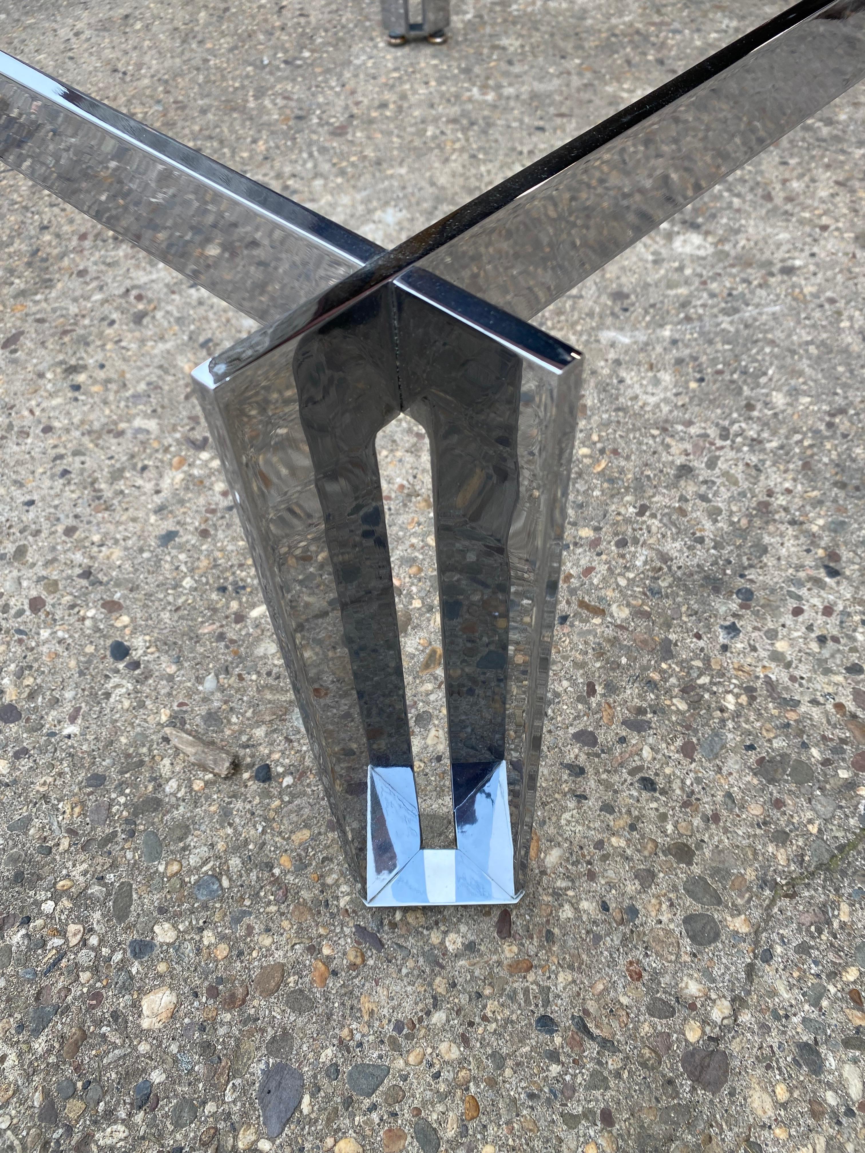 Fin du 20e siècle Table basse en verre et chrome Tri-Mark Design/One par James Howell en vente