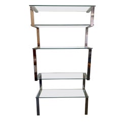 Etagère murale en verre et chrome Tri-Mark attribuée à James Howell