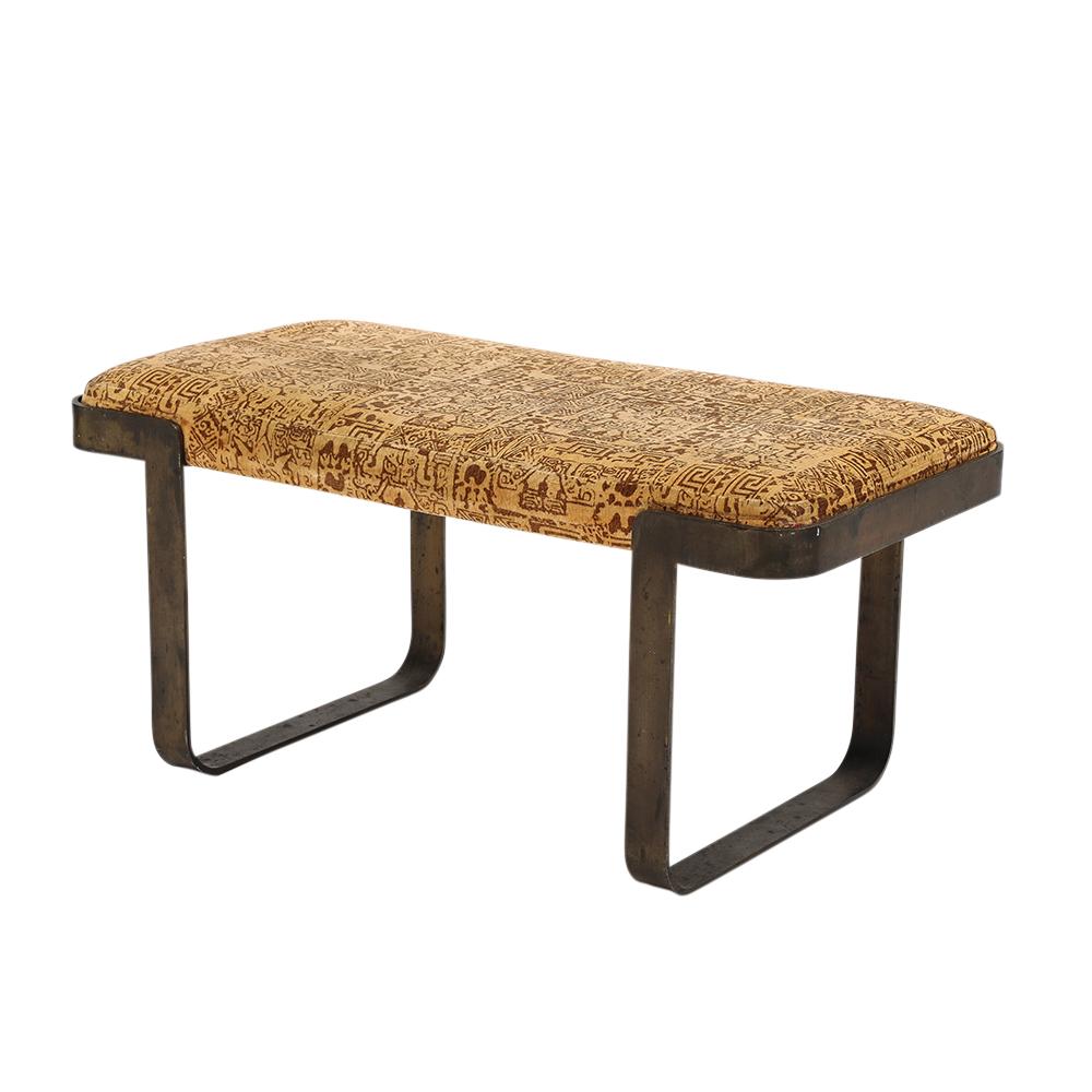 Mid-Century Modern Tri-Mark Designs Bench, Bronze, Upholstery, Signed
