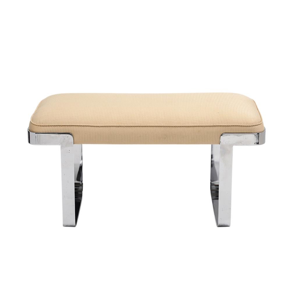 Tri-Mark Designs Bench, Chrome, Cream Upholstery For Sale 6