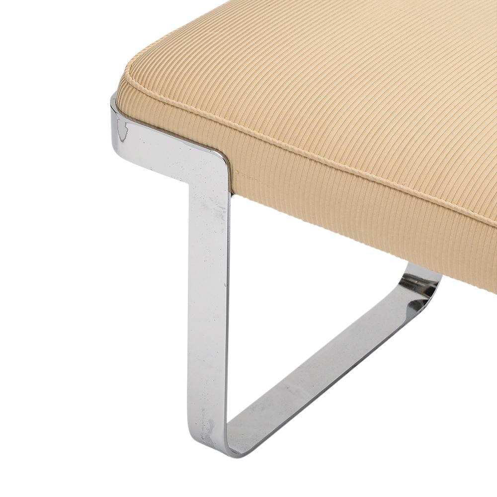 Steel Tri-Mark Designs Bench, Chrome, Cream Upholstery For Sale