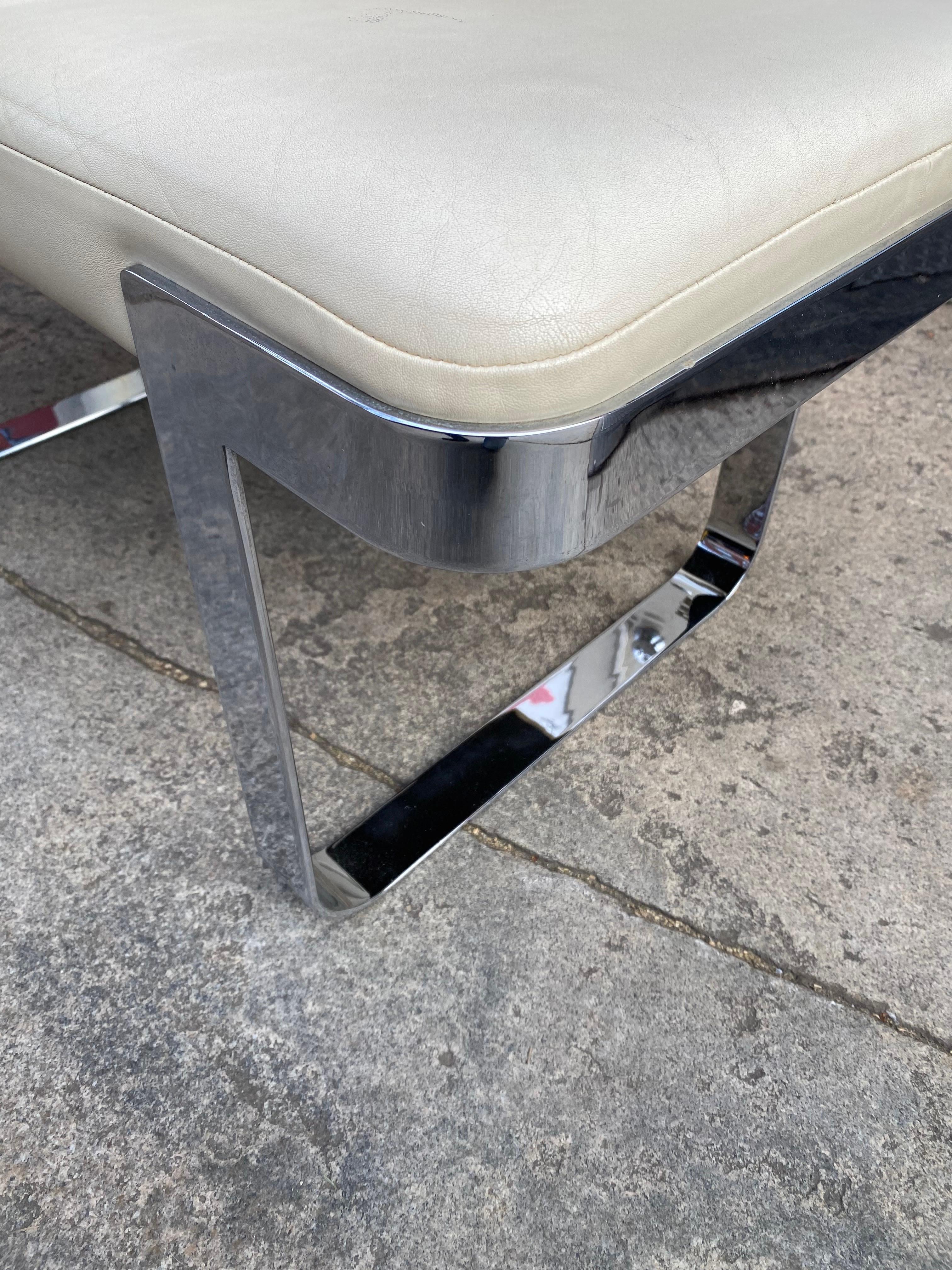 Tri-Mark Leather and Chrome Bench In Good Condition In Philadelphia, PA