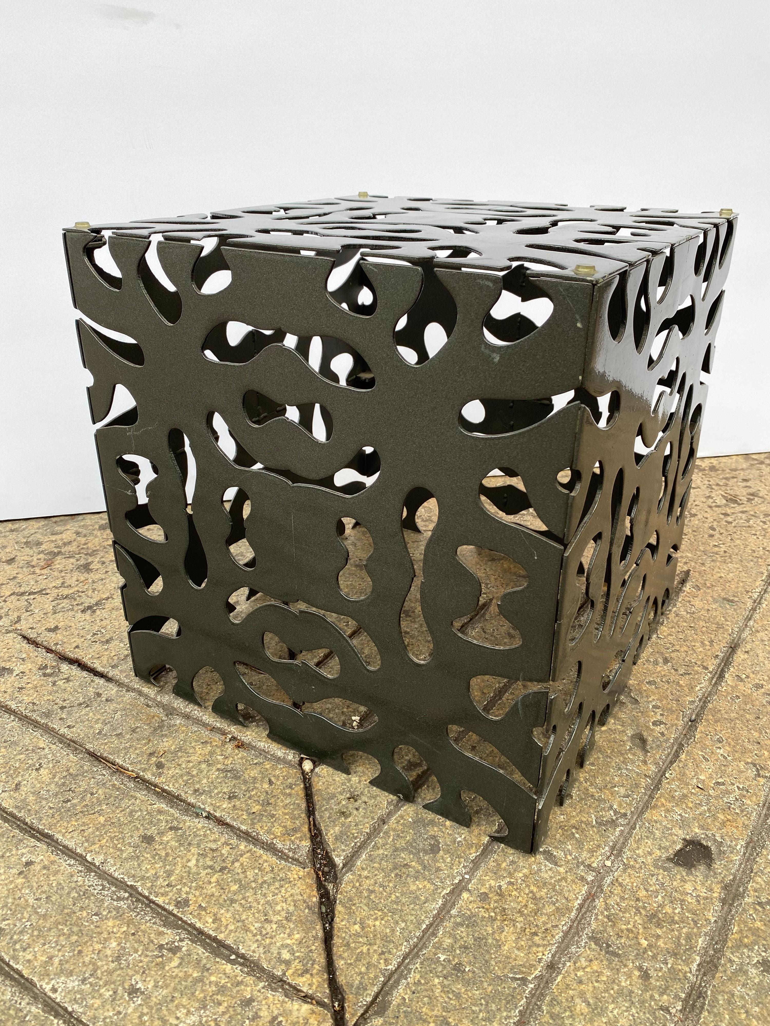 Mid-Century Modern Tri-Mark Reticulated Metal Cube Table
