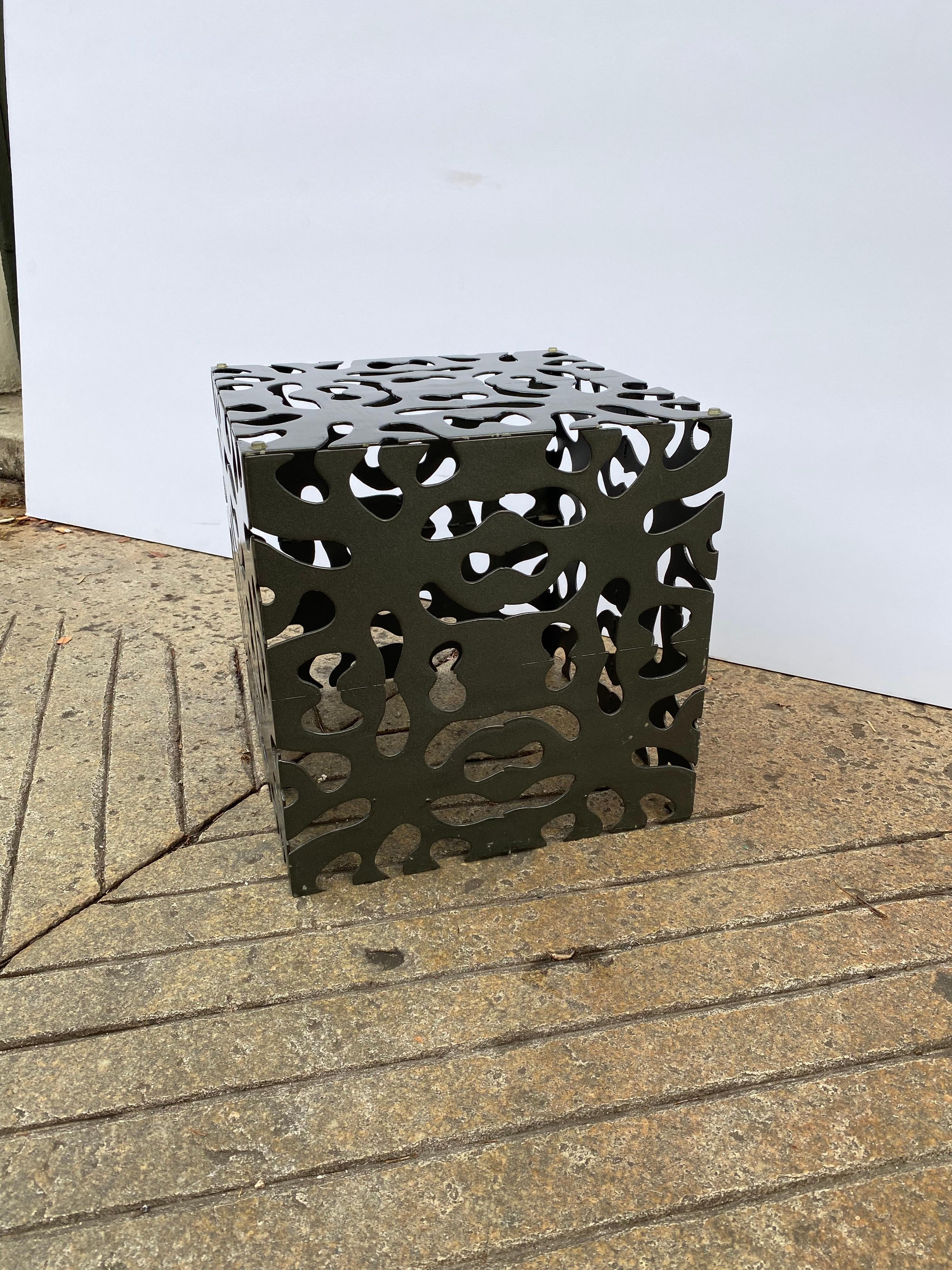 Late 20th Century Tri-Mark Reticulated Metal Cube Table