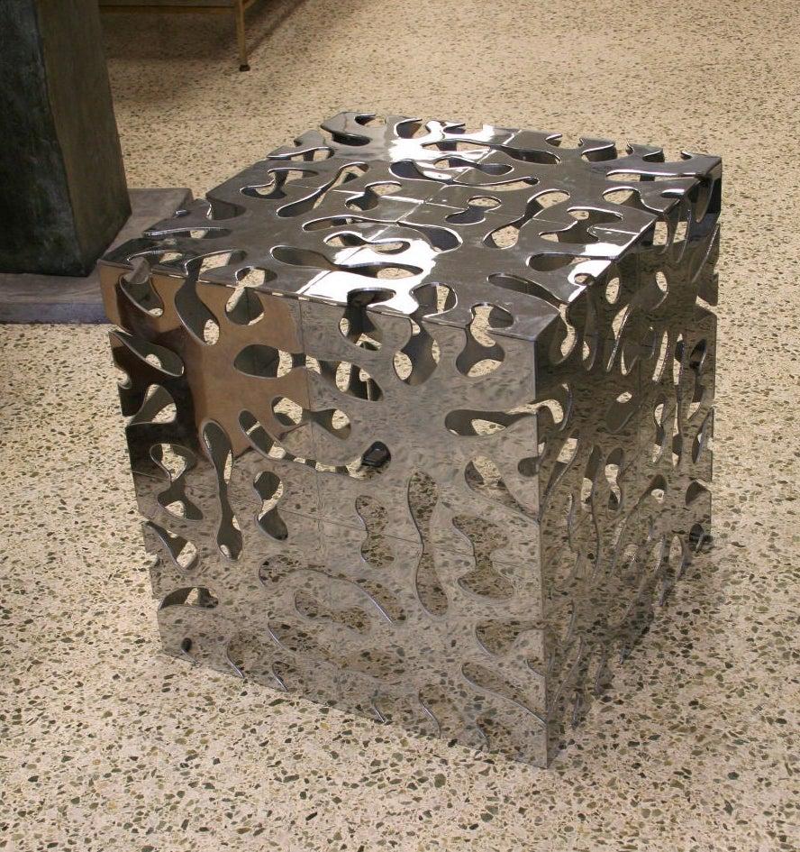 Late 20th Century Tri Mark Reticulated Steel Cube Table