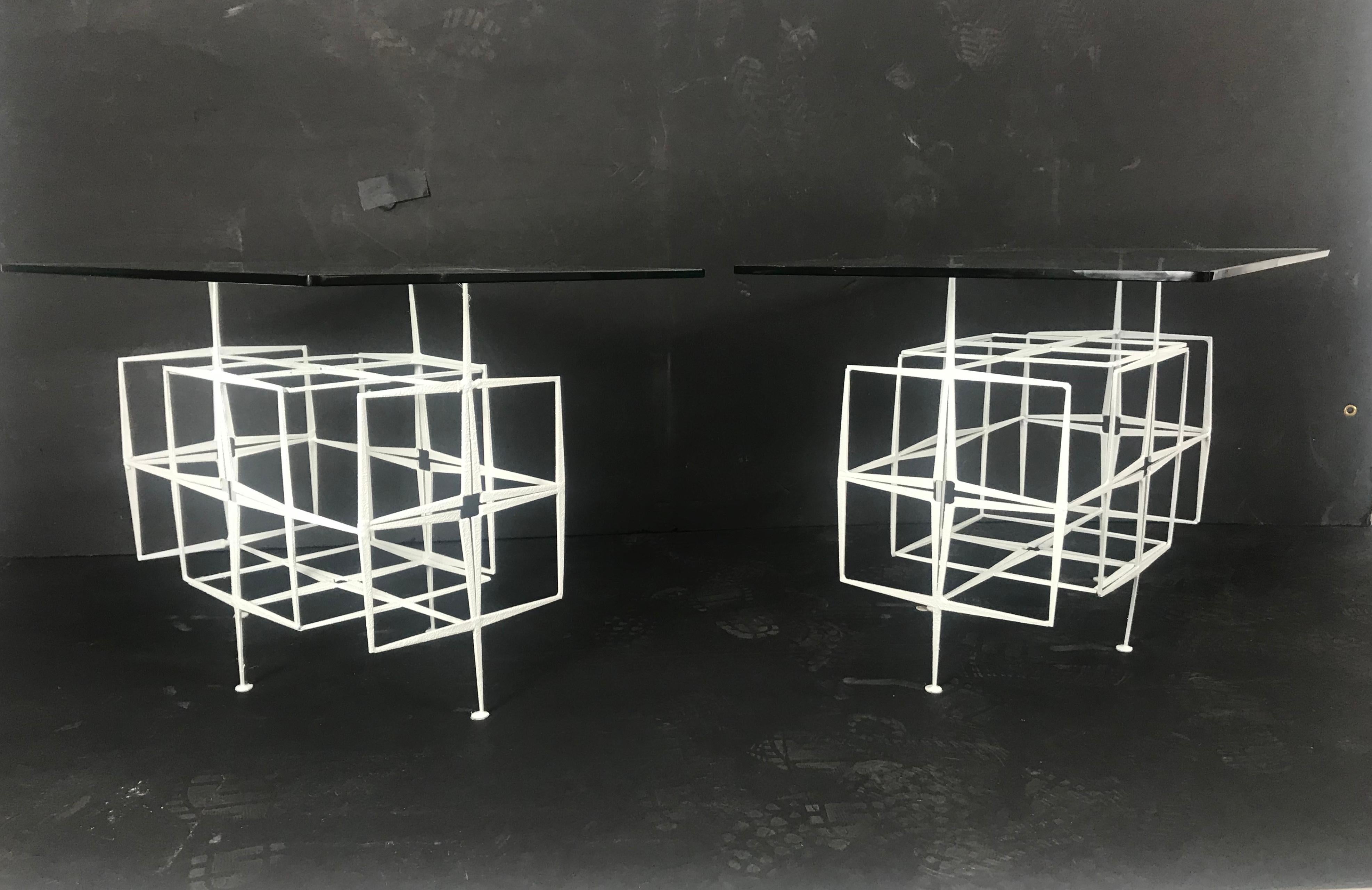 Late 20th Century Tri Mark Studios Brutalist Side Tables Manner of Paul Evans, Modernist Design