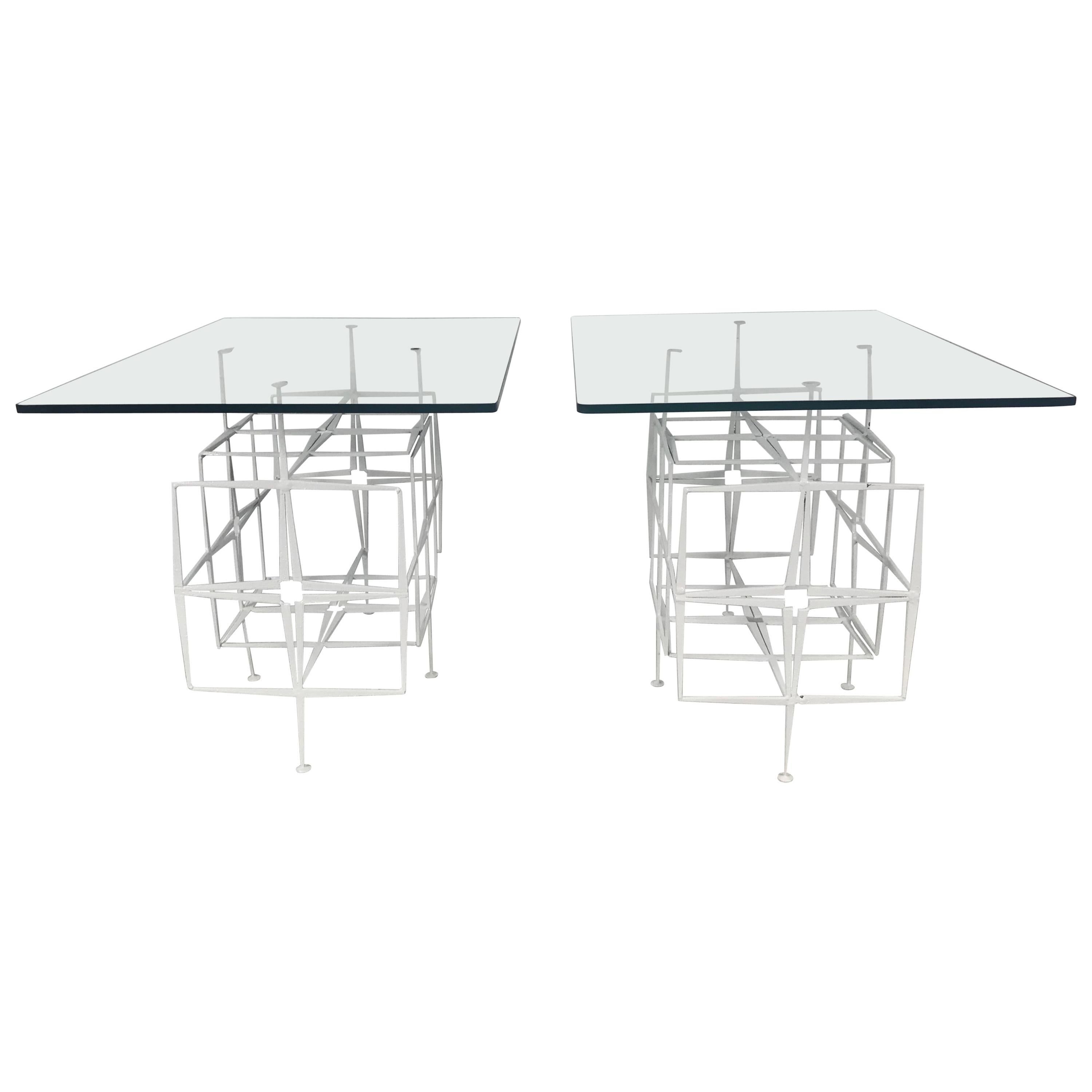 Tri Mark Studios Brutalist Side Tables Manner of Paul Evans, Modernist Design