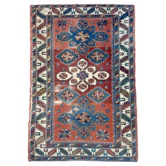 Tri-Medallion Antique Caucasian Kazak Rug, c. 1920-30's