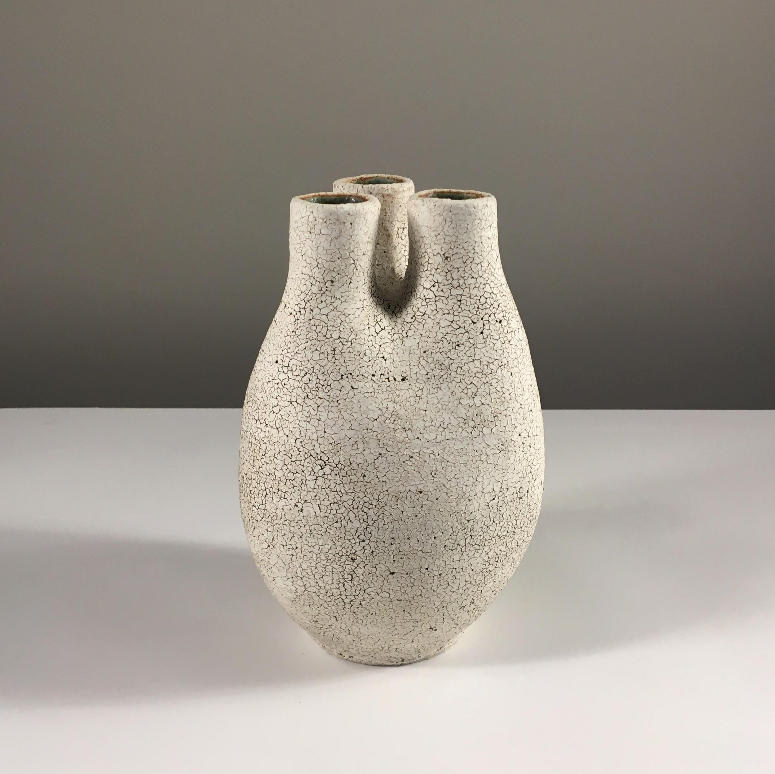 Tri-neck Vase by Yumiko Kuga. Dimensions: Height 8.25