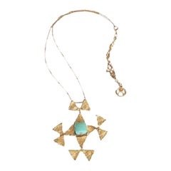turquoise star necklace Tri Star Necklace in Gold and Turquoise