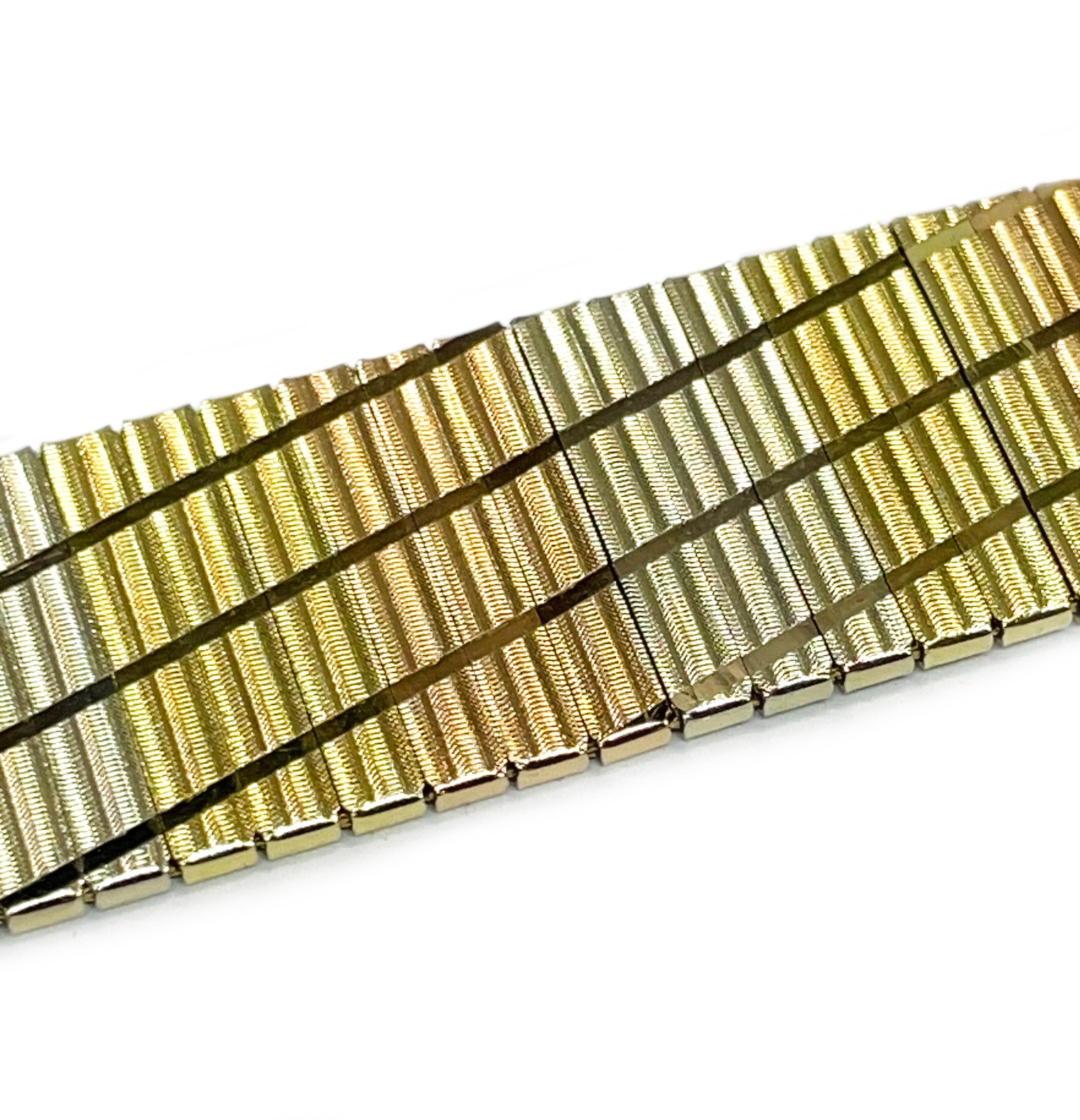 Rétro Bracelet tricolore avec diamants en vente