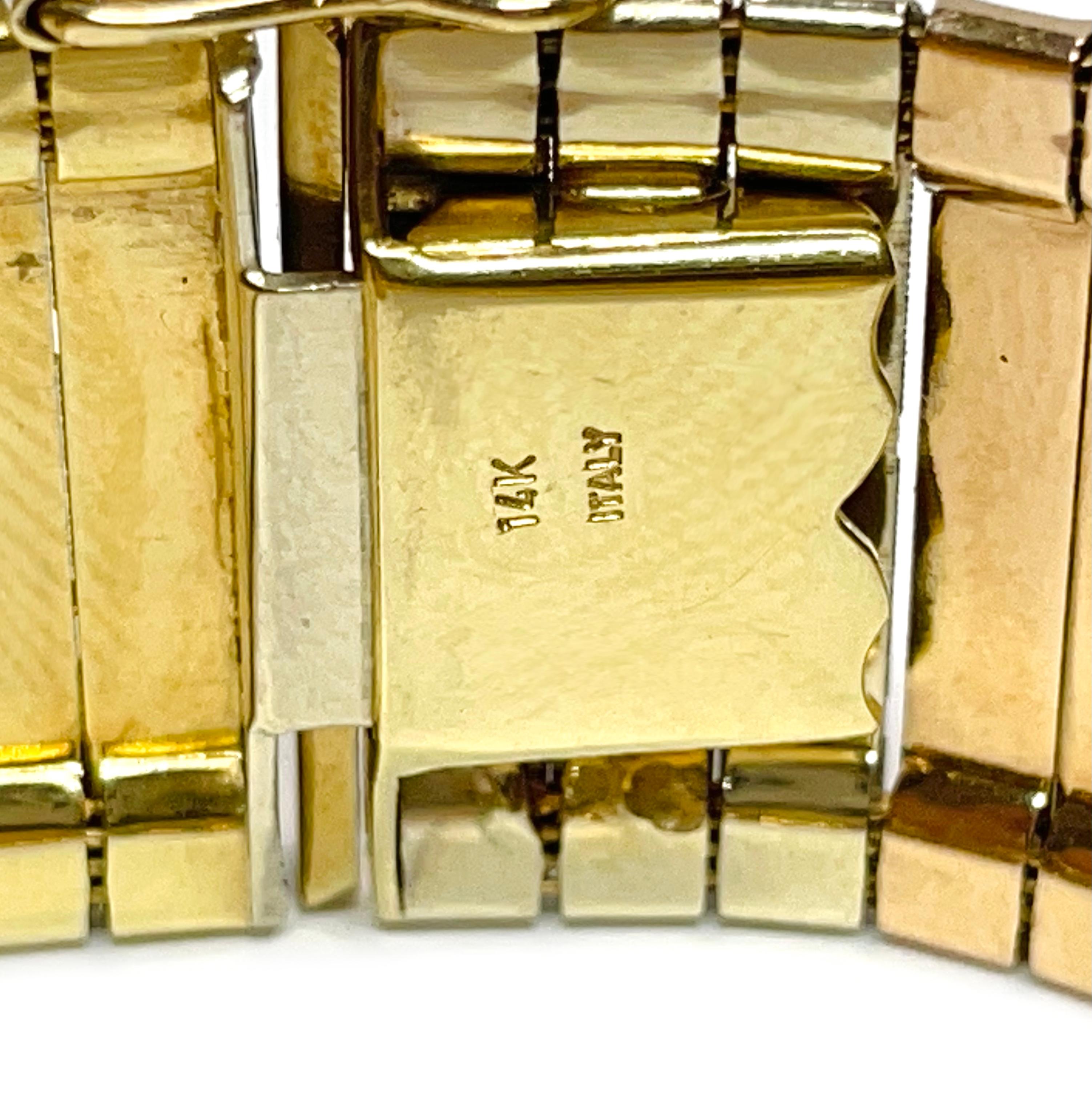 Women's or Men's Tri-Tone Diamond Cut Bracelet For Sale