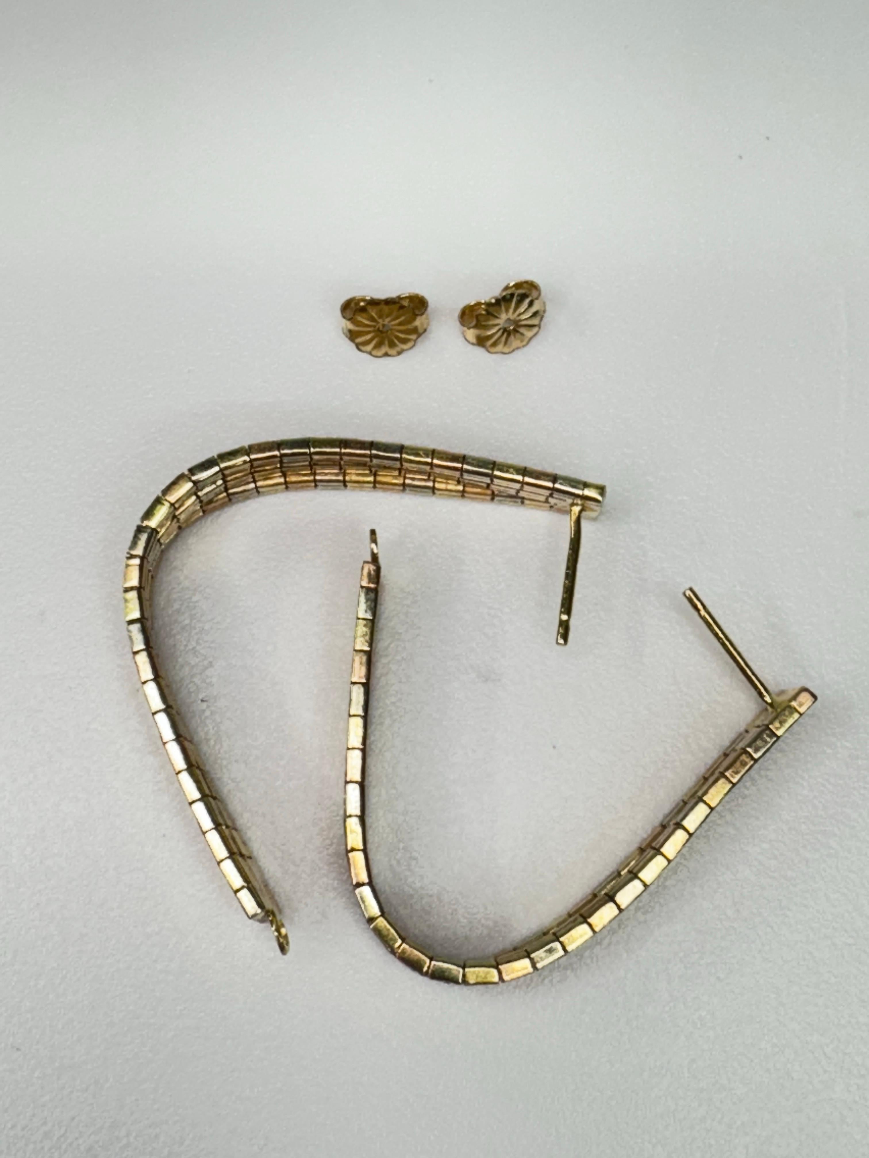 Tri-Tone Diamond Cut Hoop Earrings For Sale 5