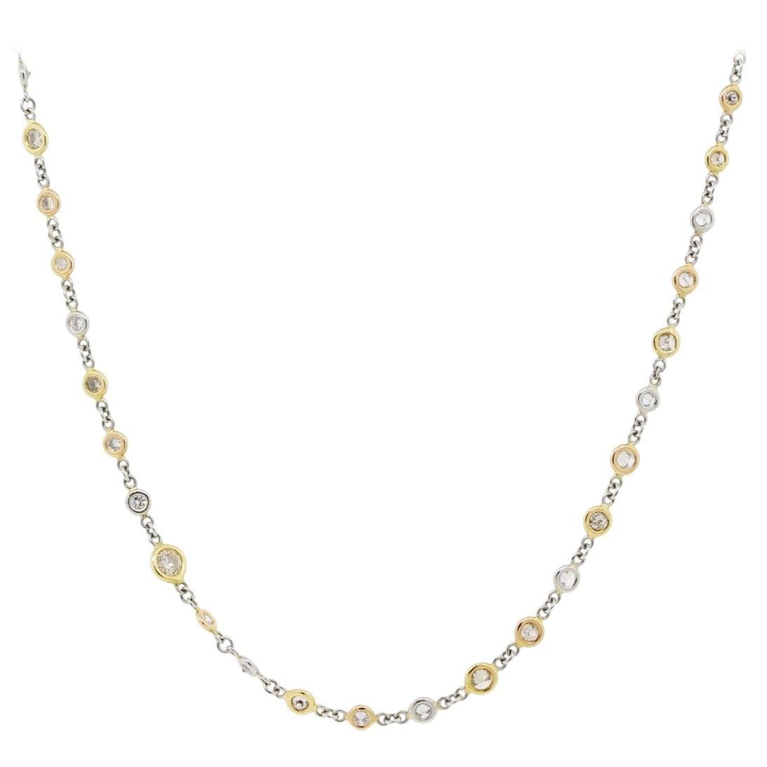 Tri-Tone Diamonds By The Yard Necklace