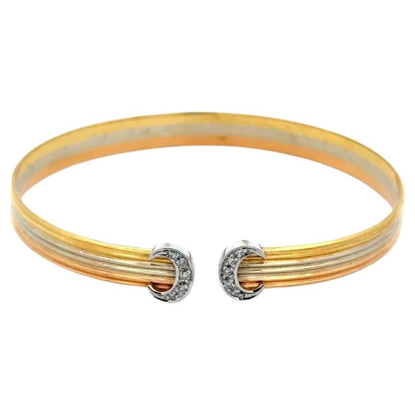 Pulsera brazalete vintage oro tricolor diamantes