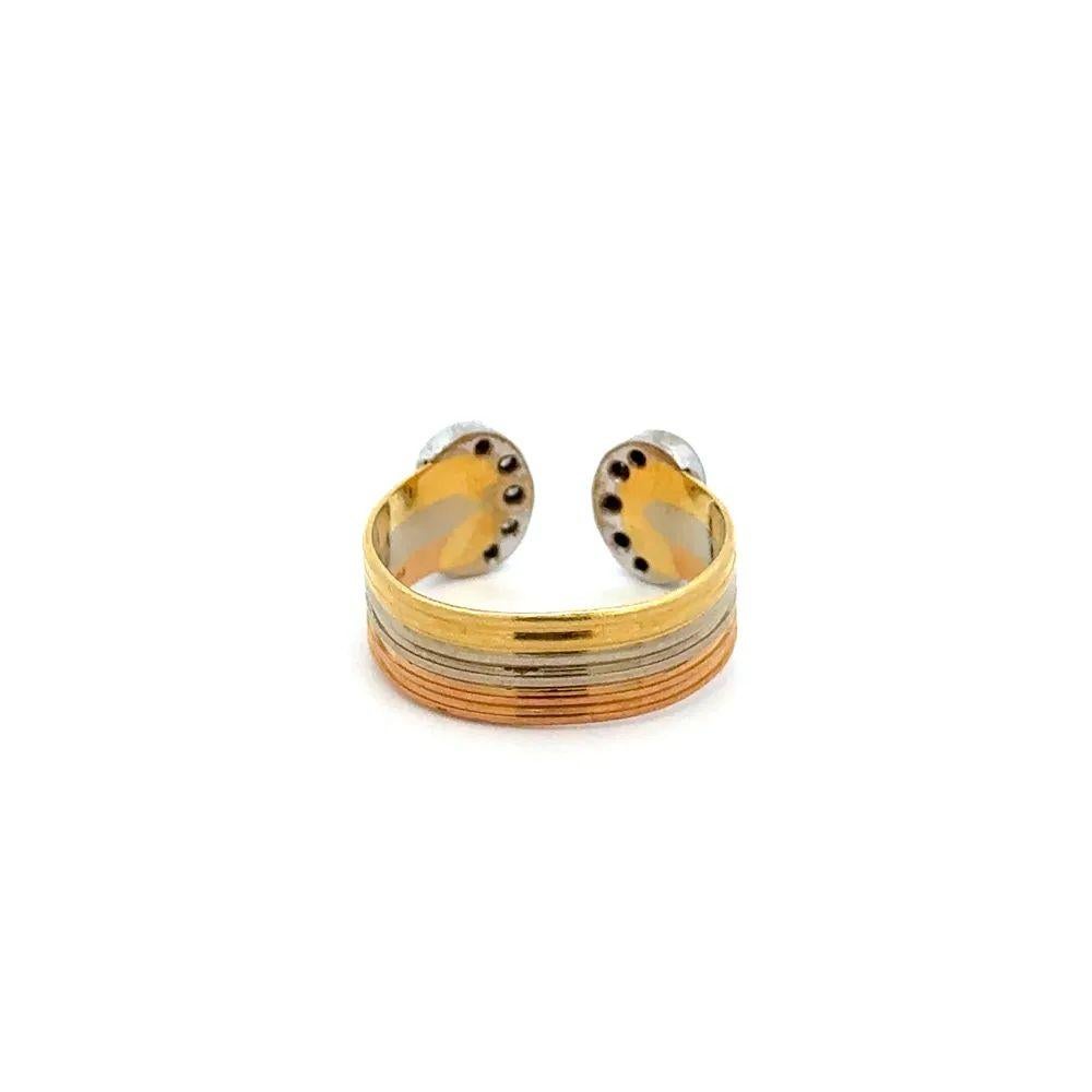 Round Cut Tri-Tone Solid Gold and Diamond Vintage Bangle Band Ring For Sale