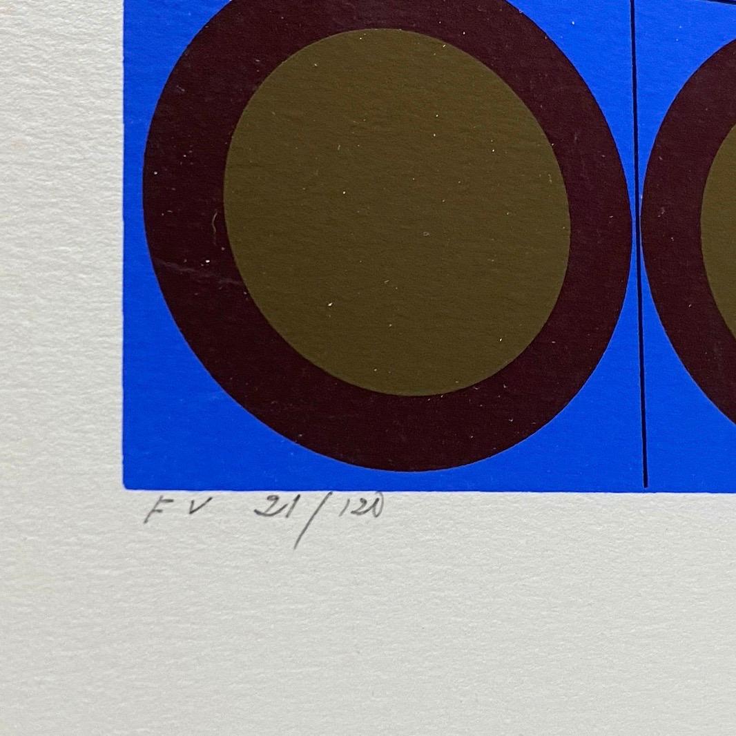 Verre Tirage sérigraphié Tri-Vega signé et numéroté par Victor Vasarely 1975