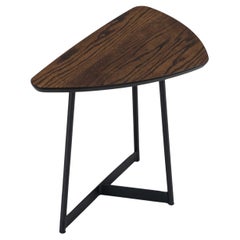 Dark Oak Veneer 19-Inch Top Coffee Table with Black Metal Base - Tria Line