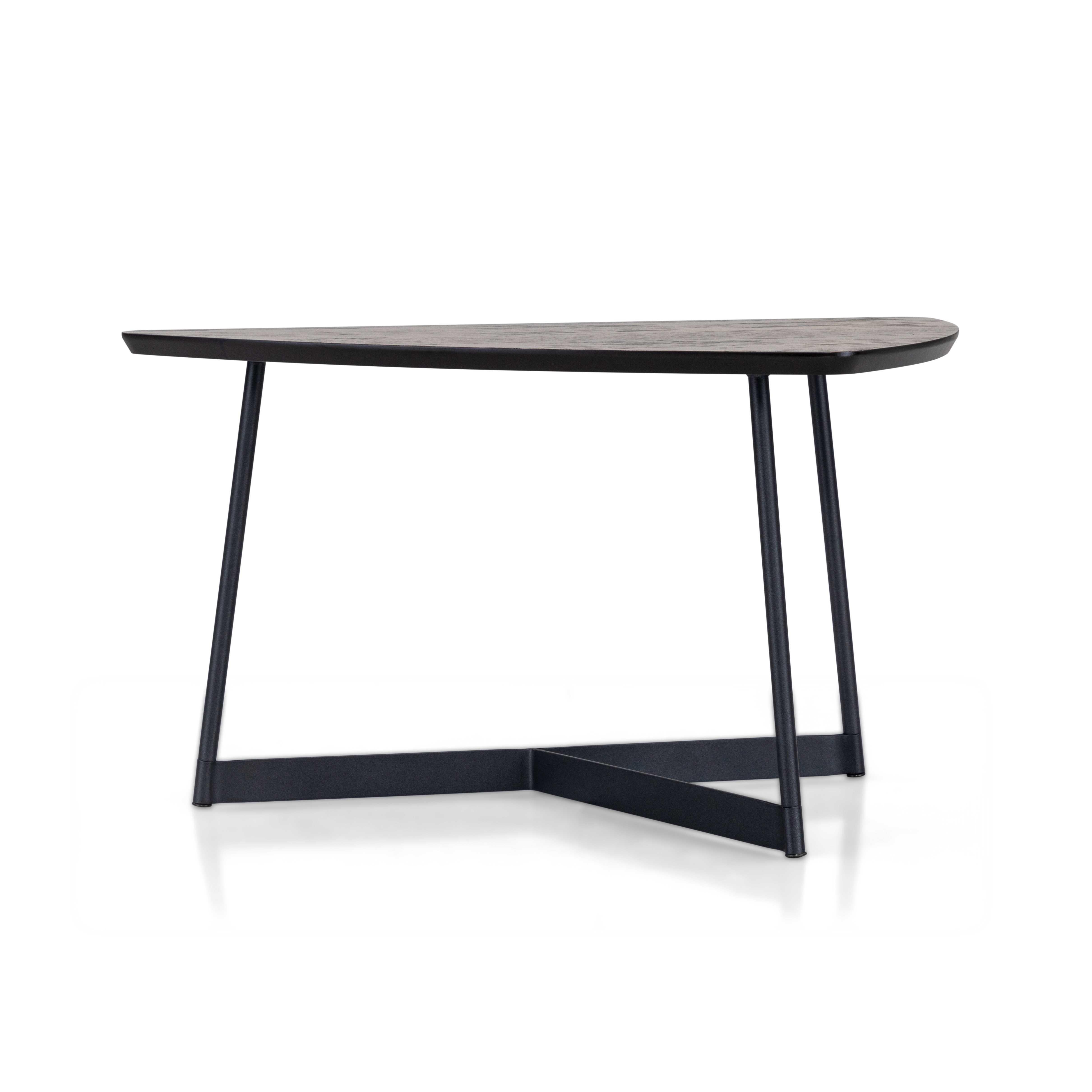 Brazilian Dark Oak 27-Inch Top Customizable Coffee Table with Black Base, Tria Line For Sale
